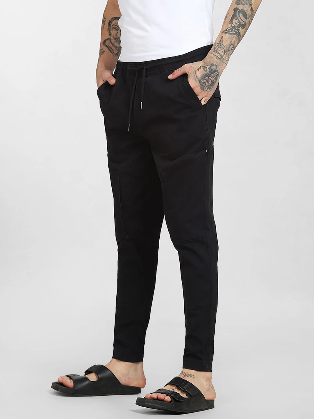 6 Pocket Slim Fit Cargos - Black - Image 3