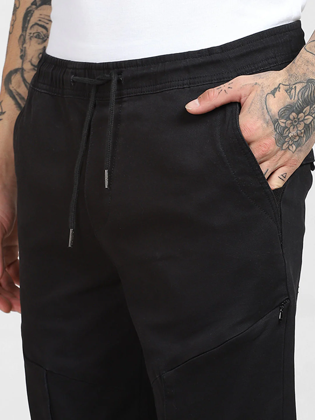 6 Pocket Slim Fit Cargos - Black - Image 5