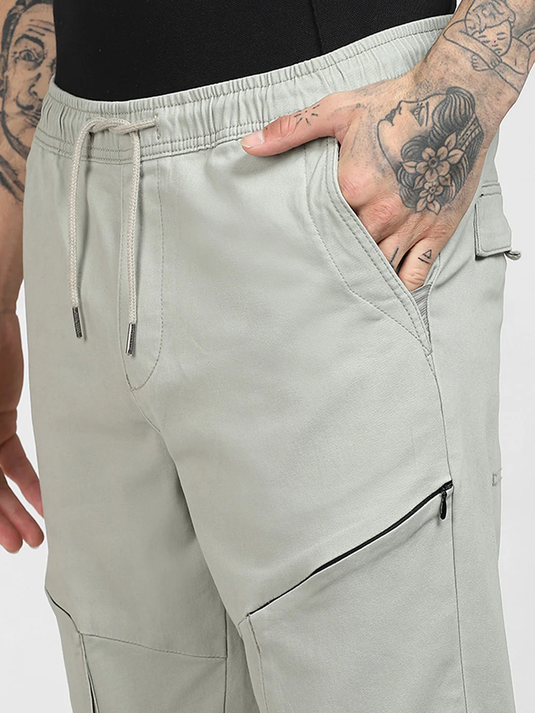 6 Pocket Slim Fit Cargos - Grey - Image 5