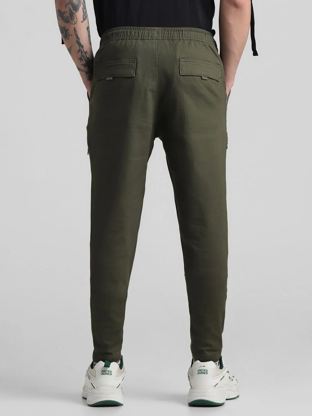Olive Slim Fit 6 Pocket Cargos - Image 3