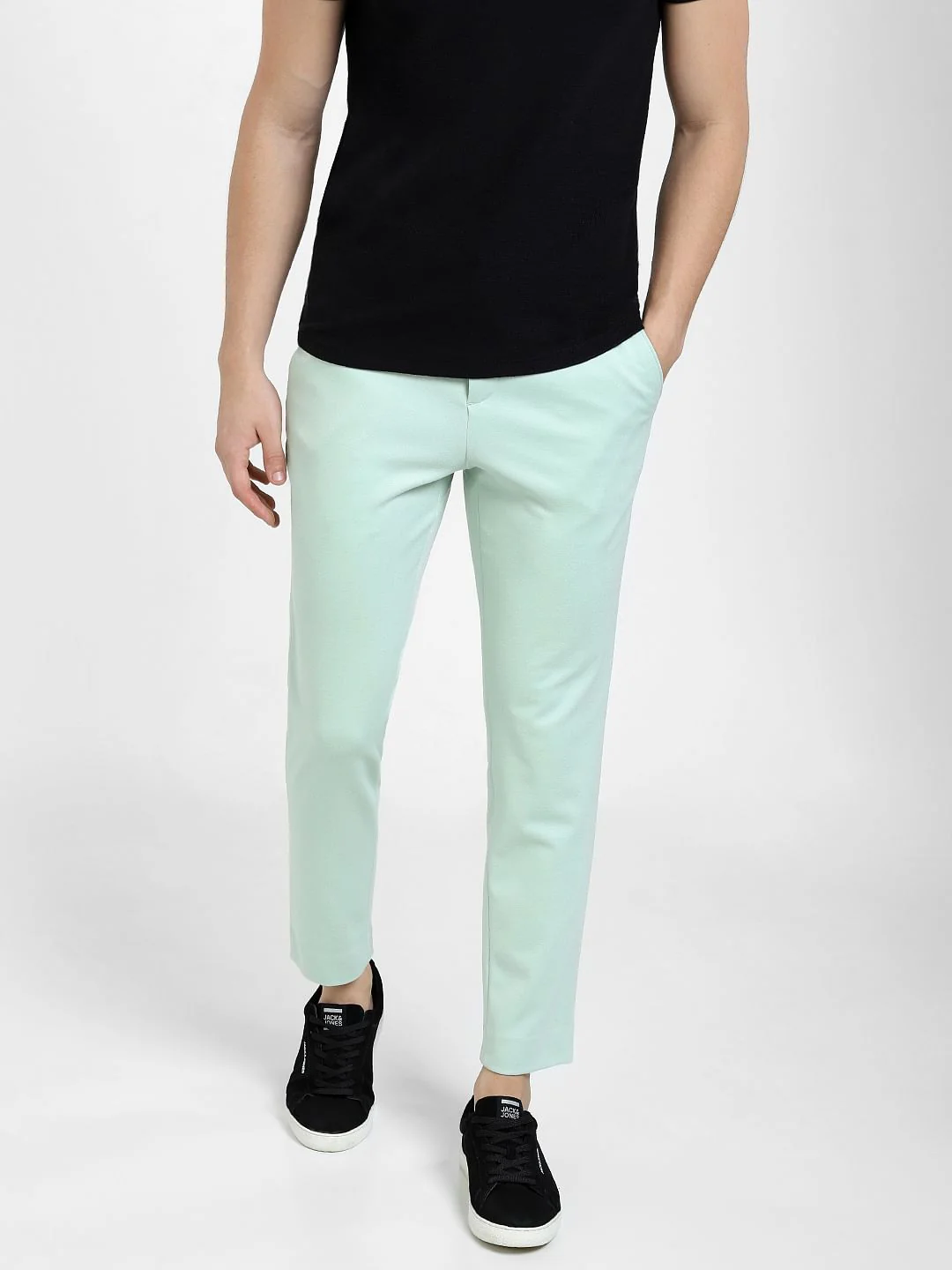 Green Mid Rise Slim Fit Trousers - Image 2