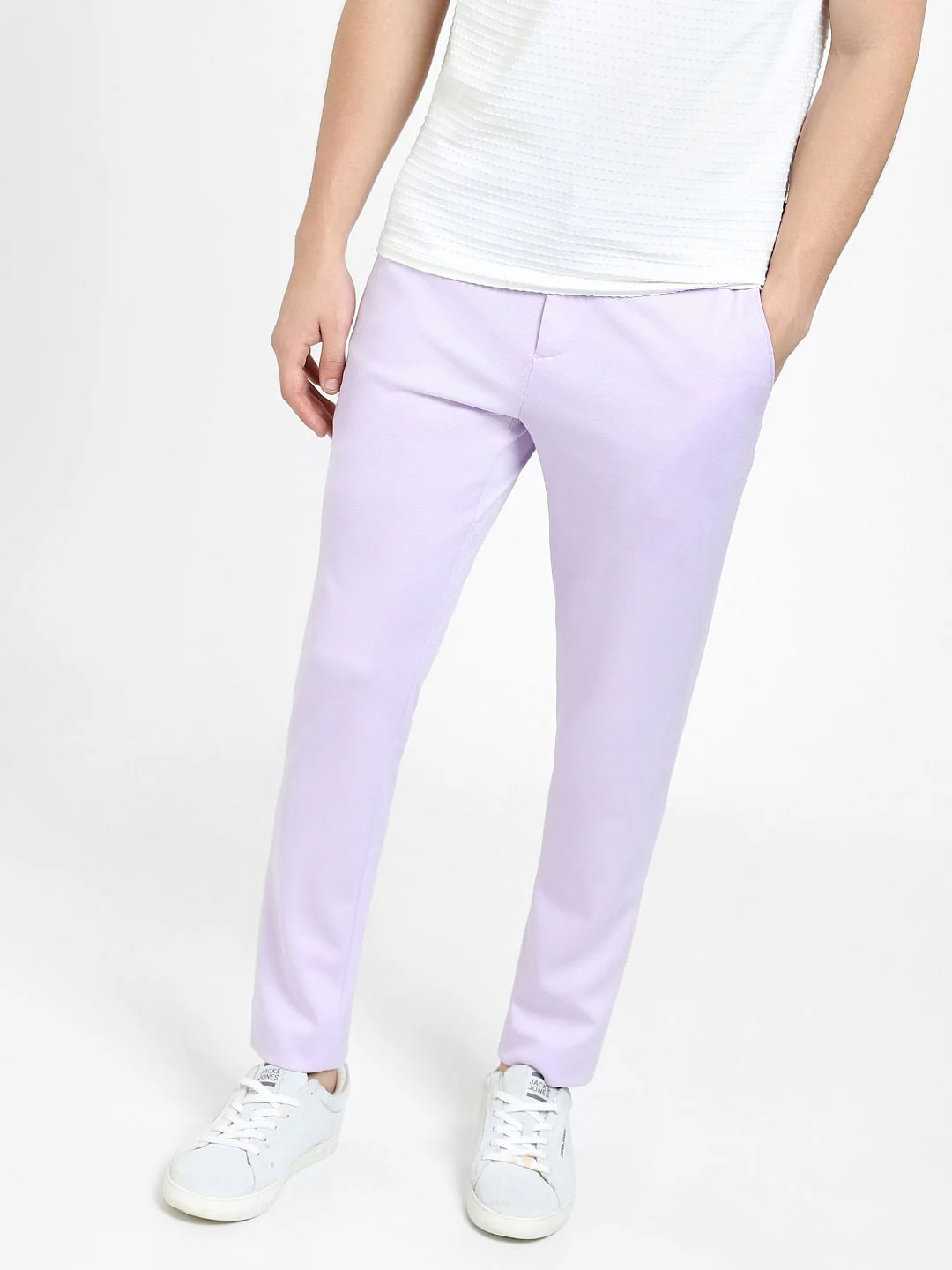 Lilac Mid Rise Slim Fit Trousers - Image 2