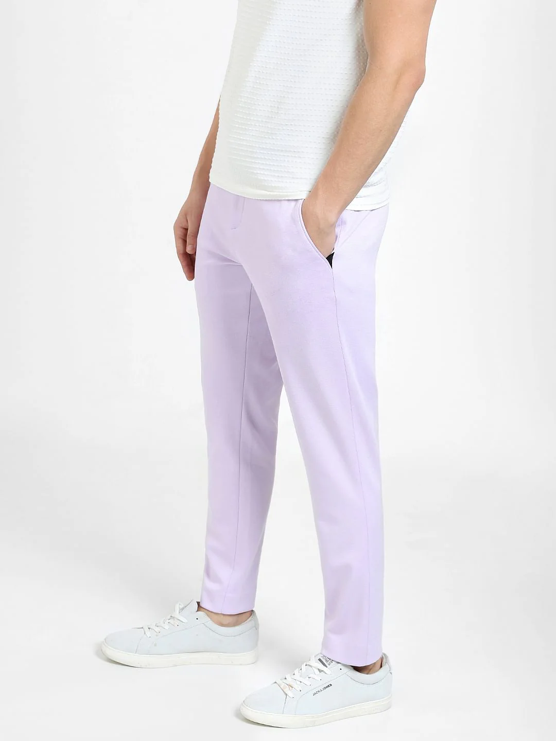 Lilac Mid Rise Slim Fit Trousers - Image 3