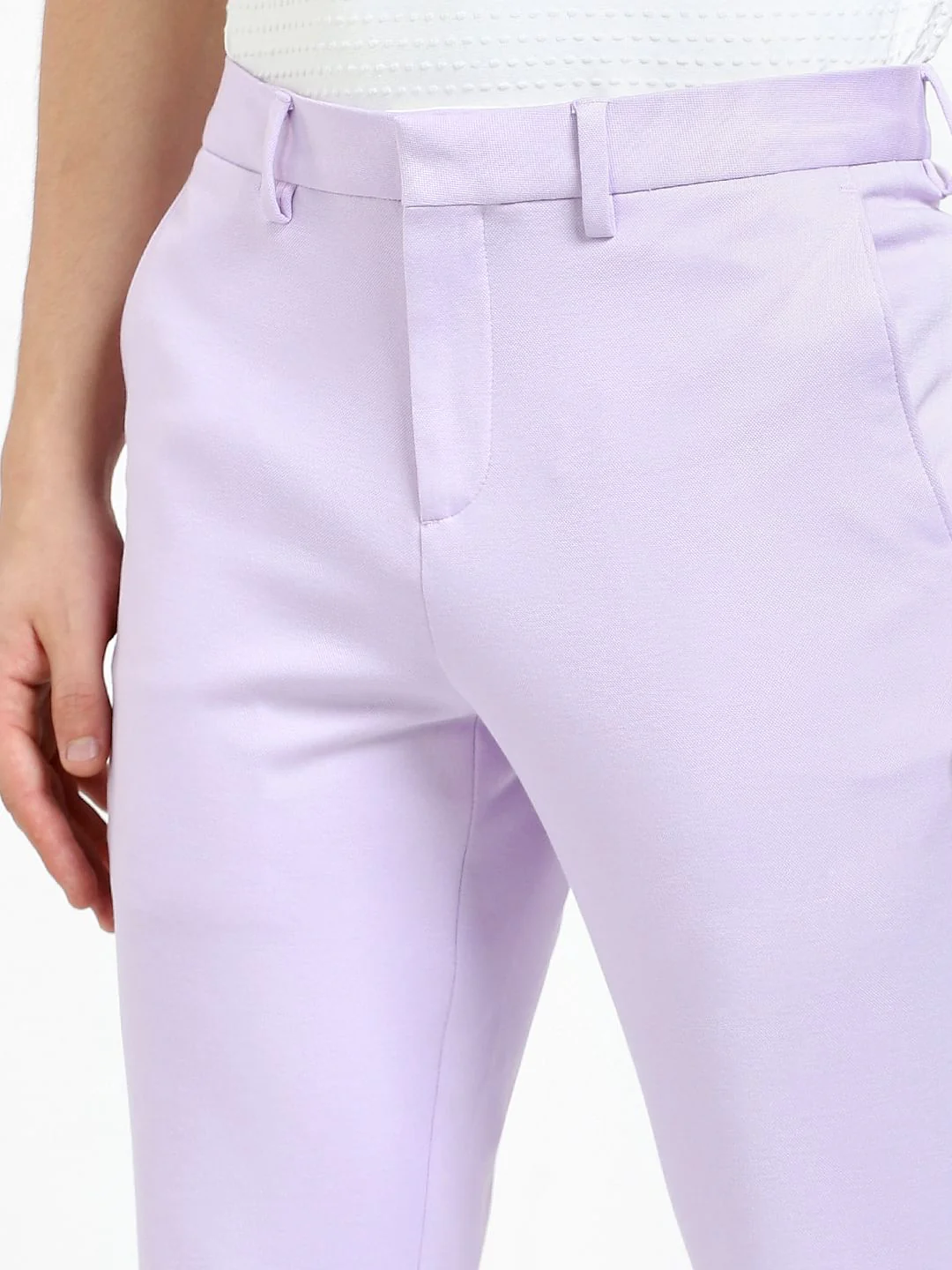 Lilac Mid Rise Slim Fit Trousers - Image 5