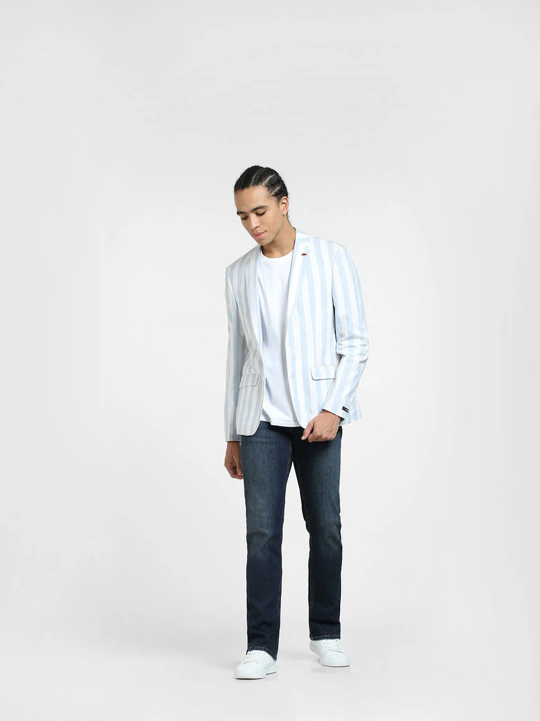 Blue Striped Linen Blazer - Image 6