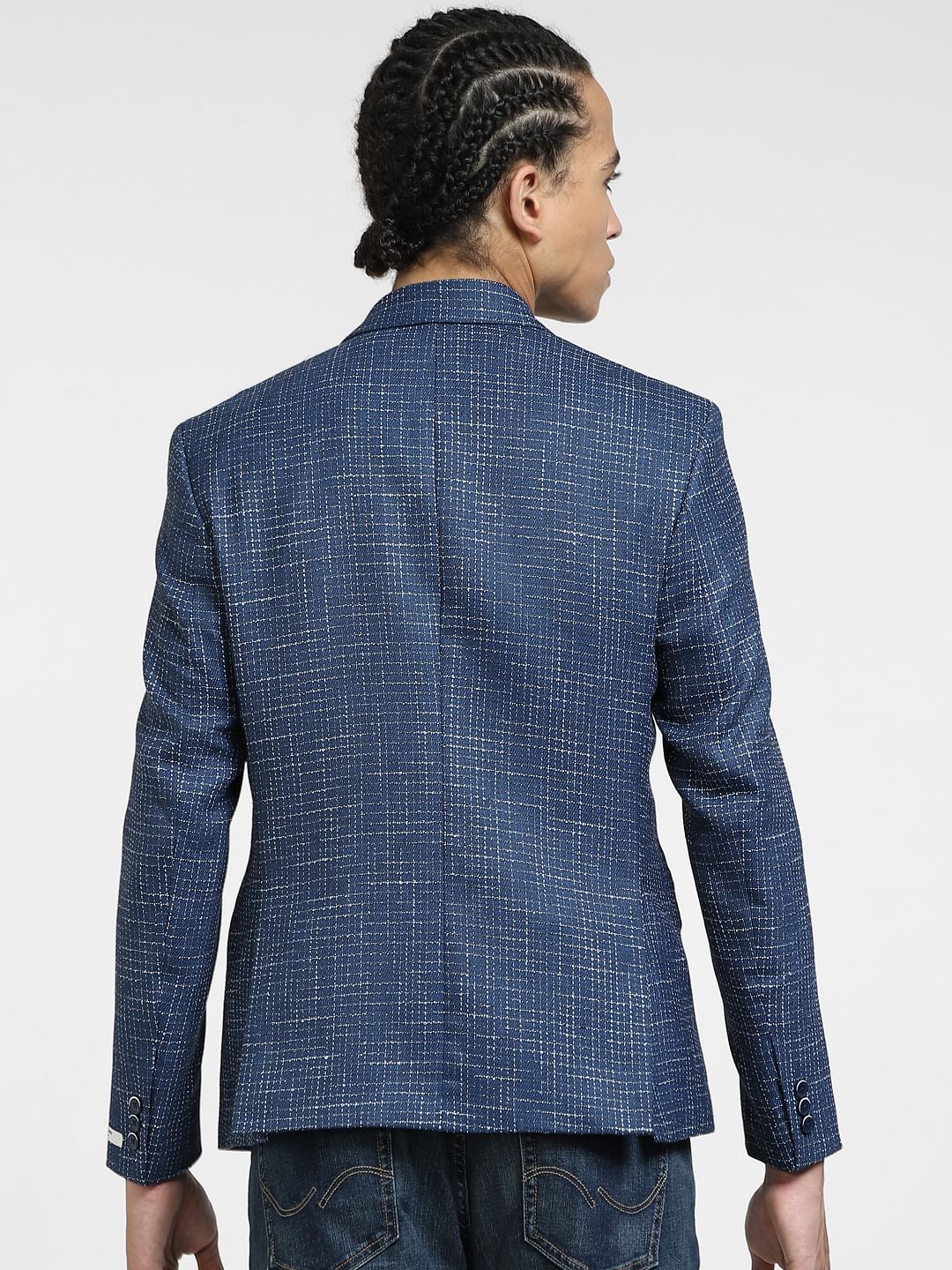 Navy Blue Printed Blazer - Image 4