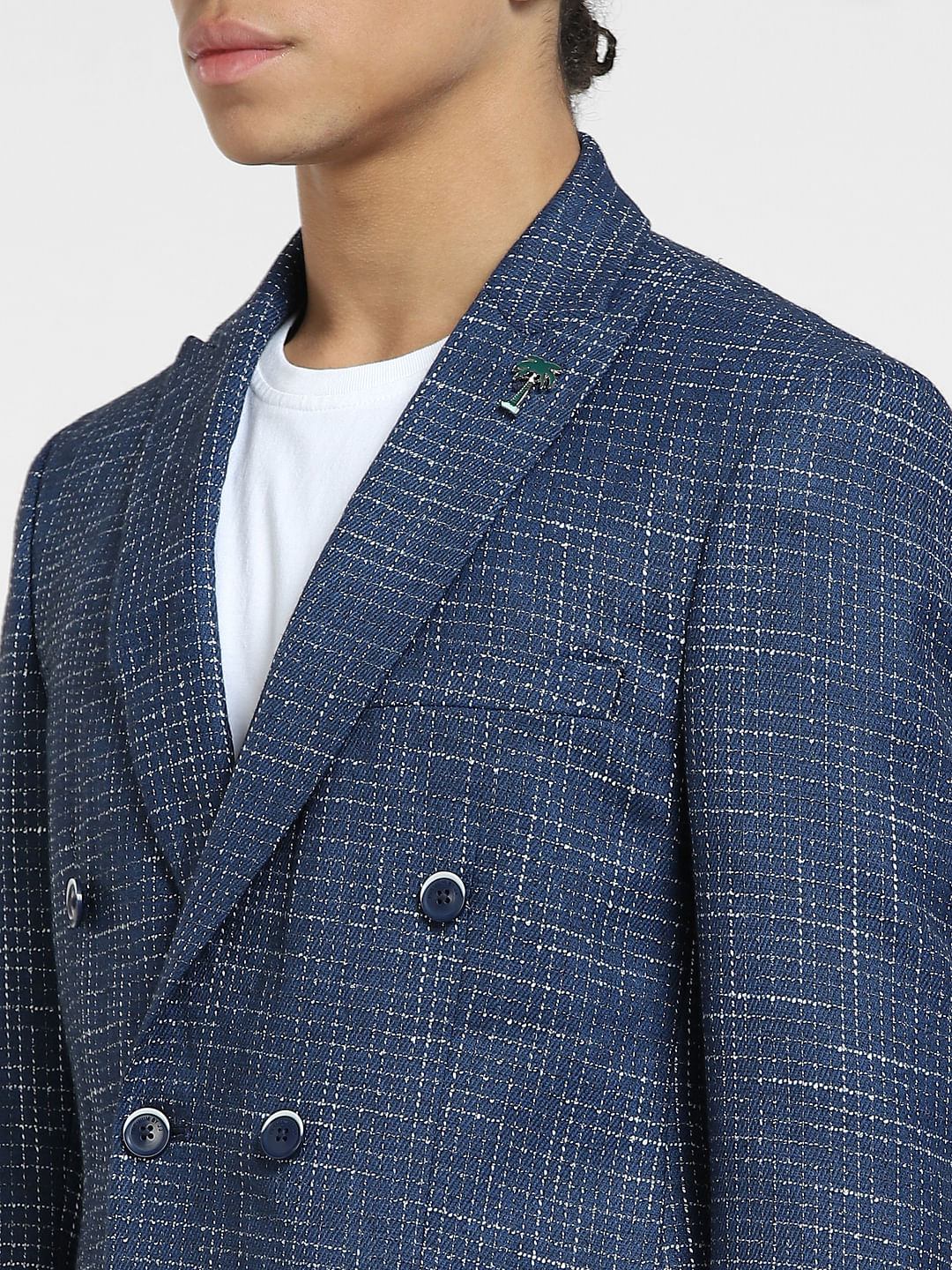 Navy Blue Printed Blazer - Image 5