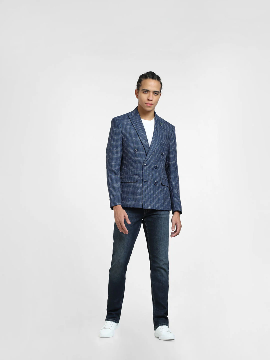 Navy Blue Printed Blazer - Image 6