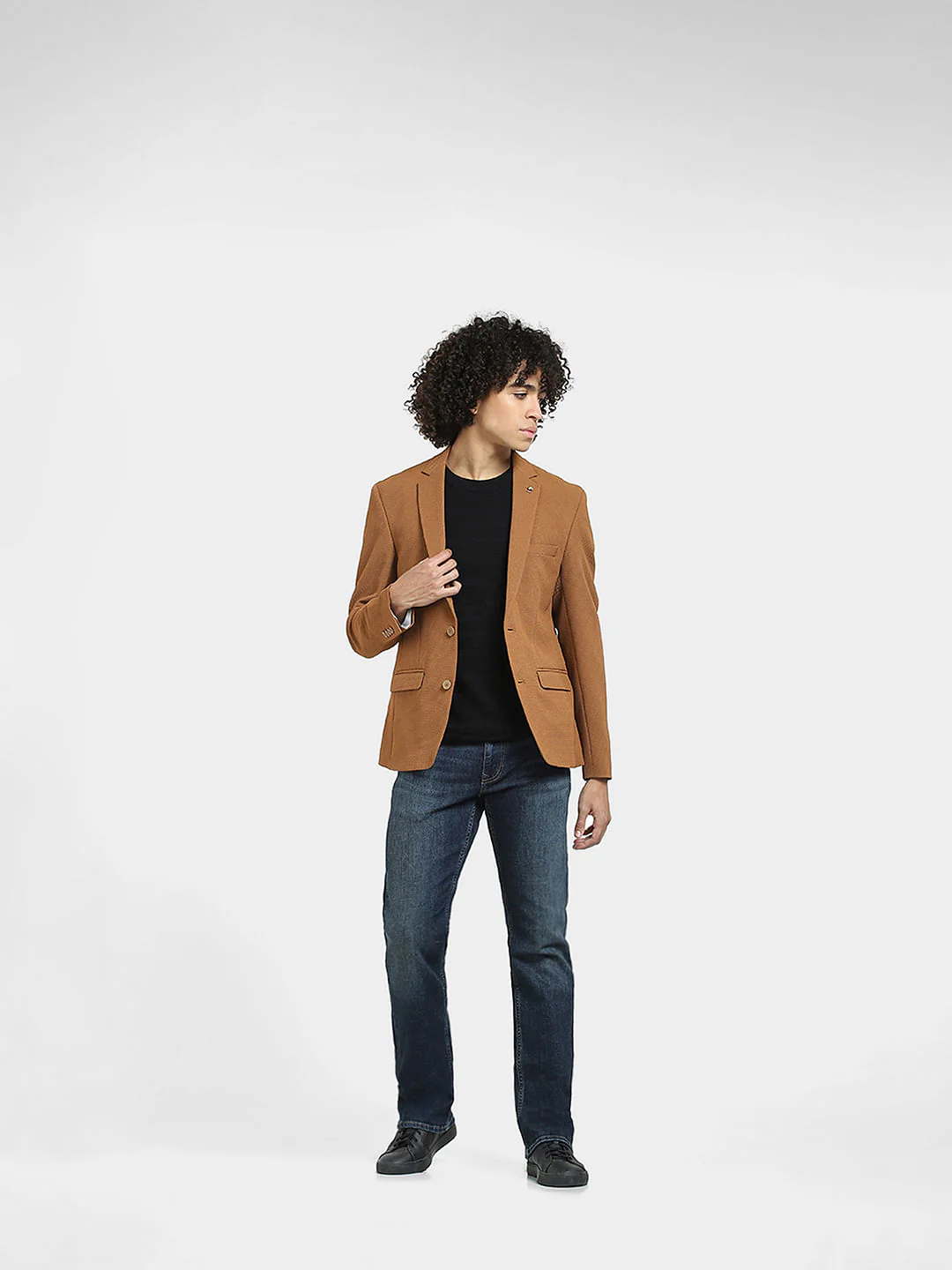 Brown Knitted Slim Fit Blazer - Image 6