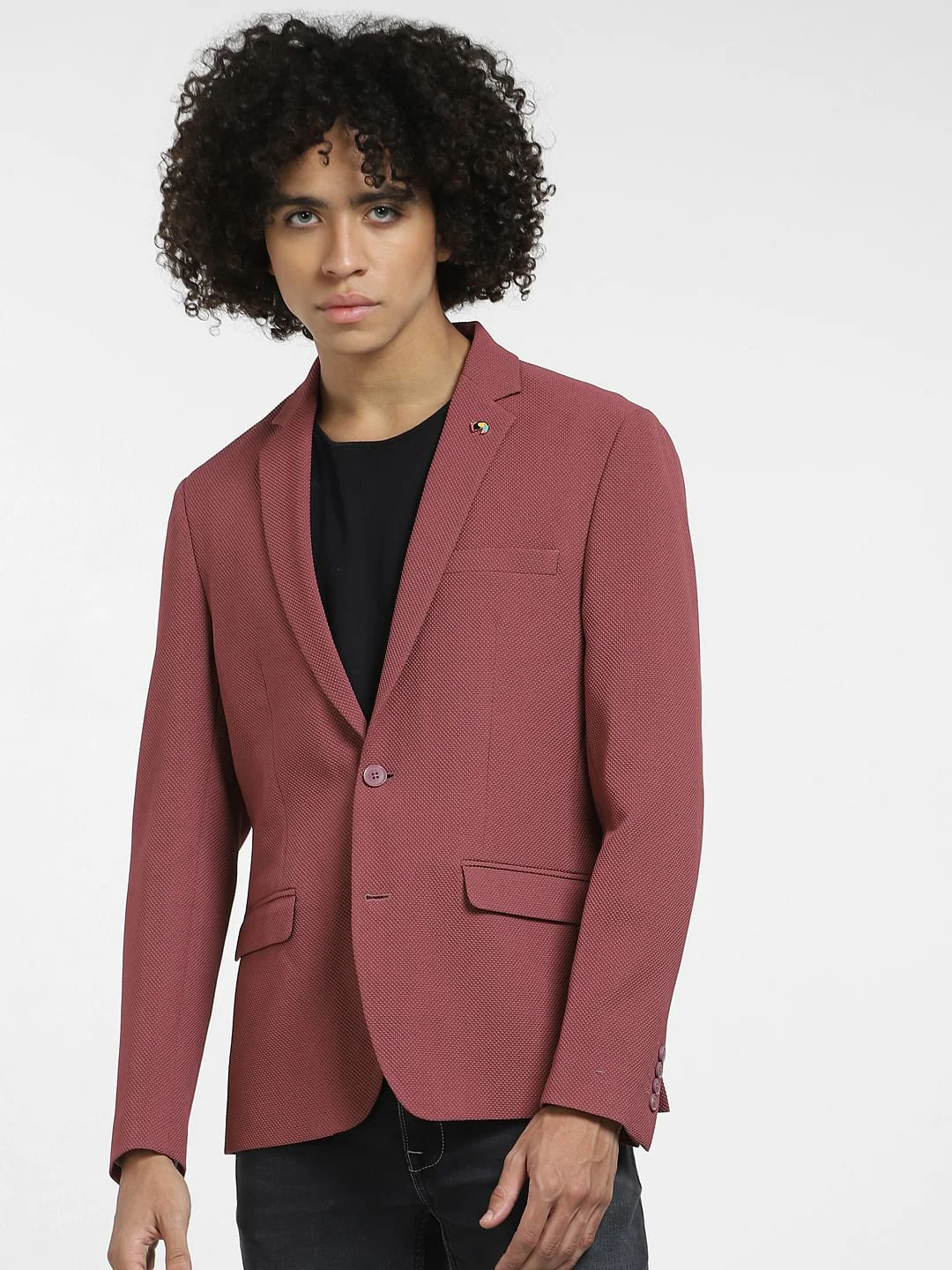 Mauve Knitted Blazer - Image 2