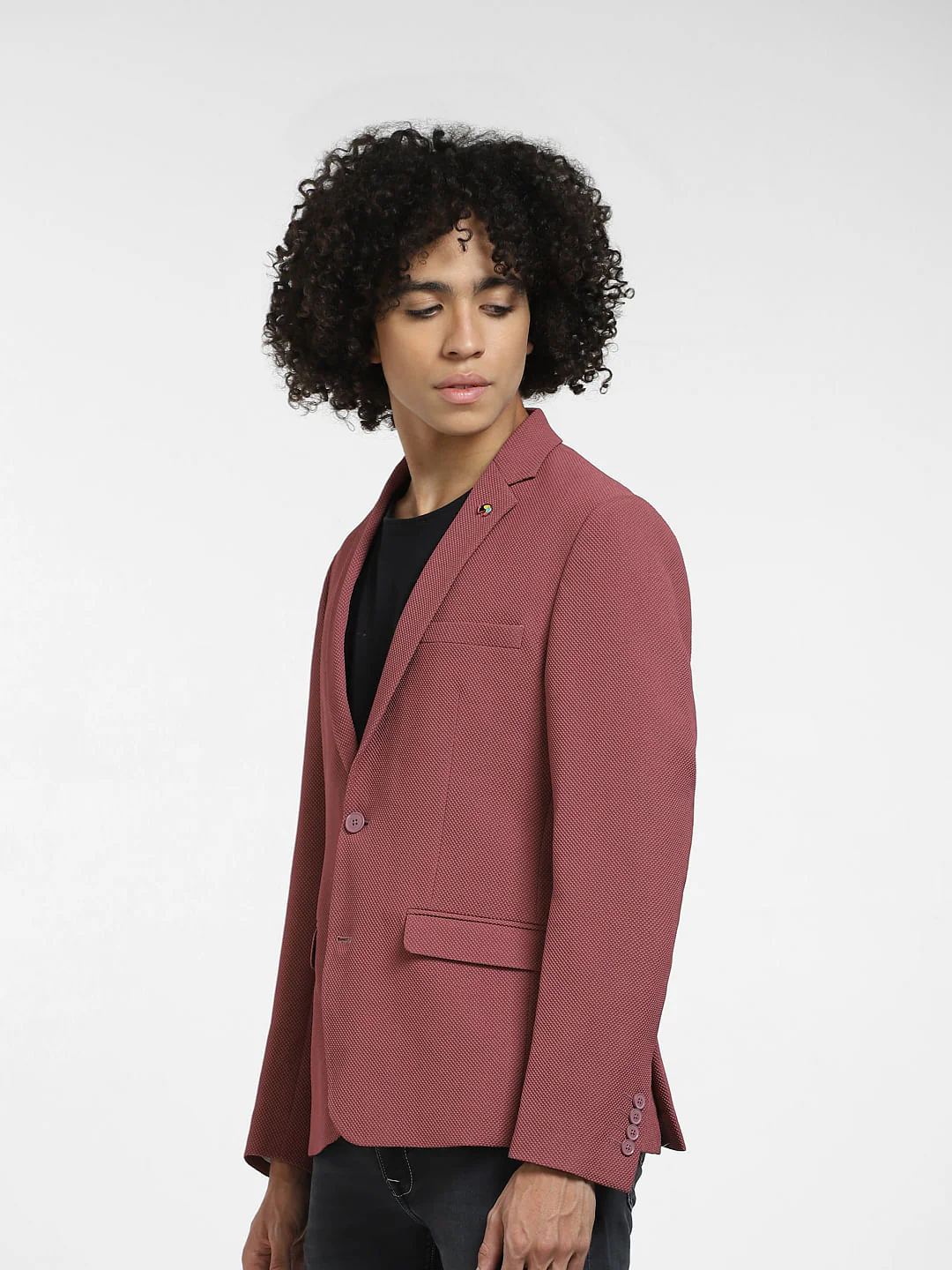 Mauve Knitted Blazer - Image 3
