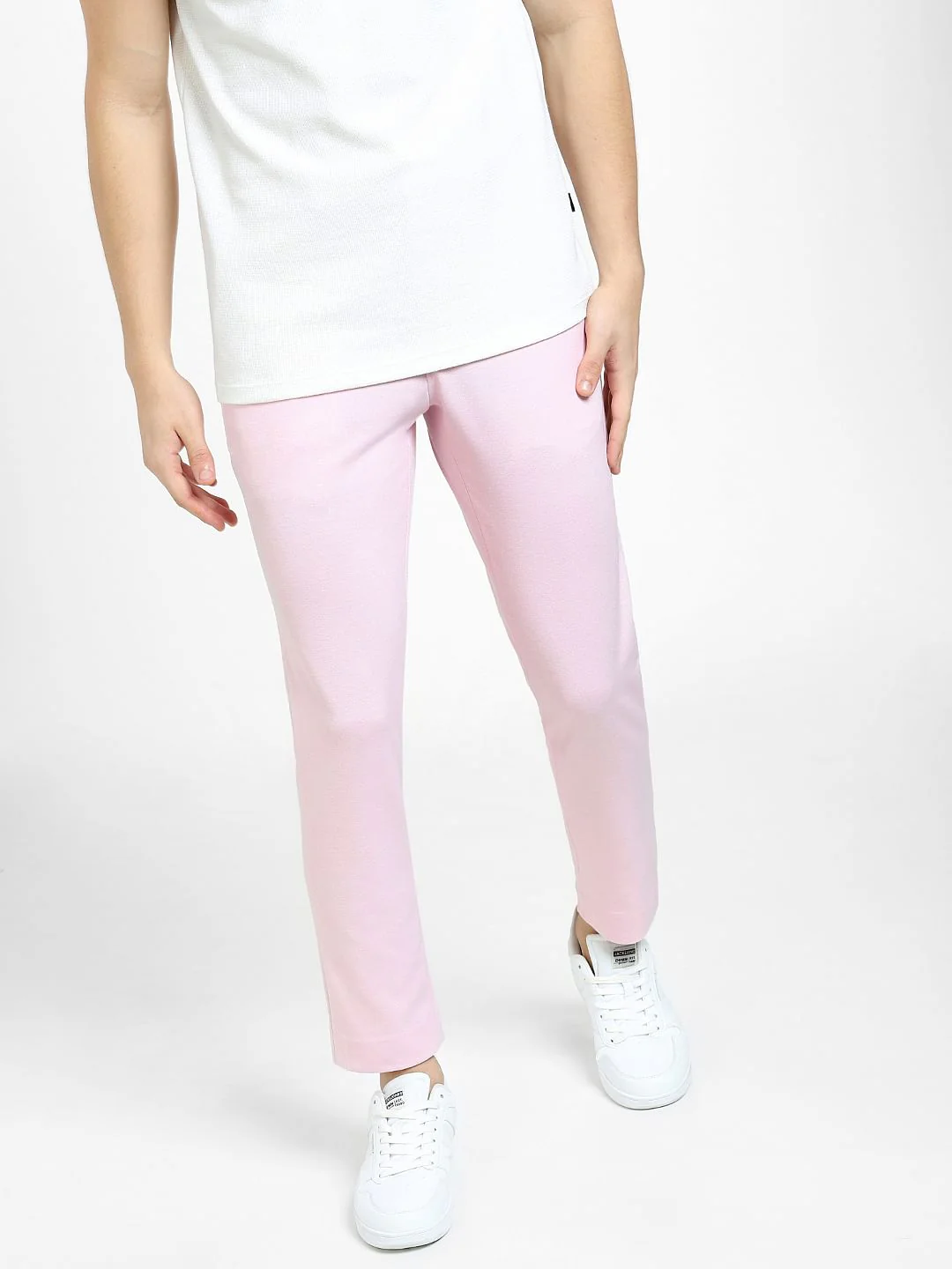Pink Mid Rise Slim Fit Trousers - Image 2