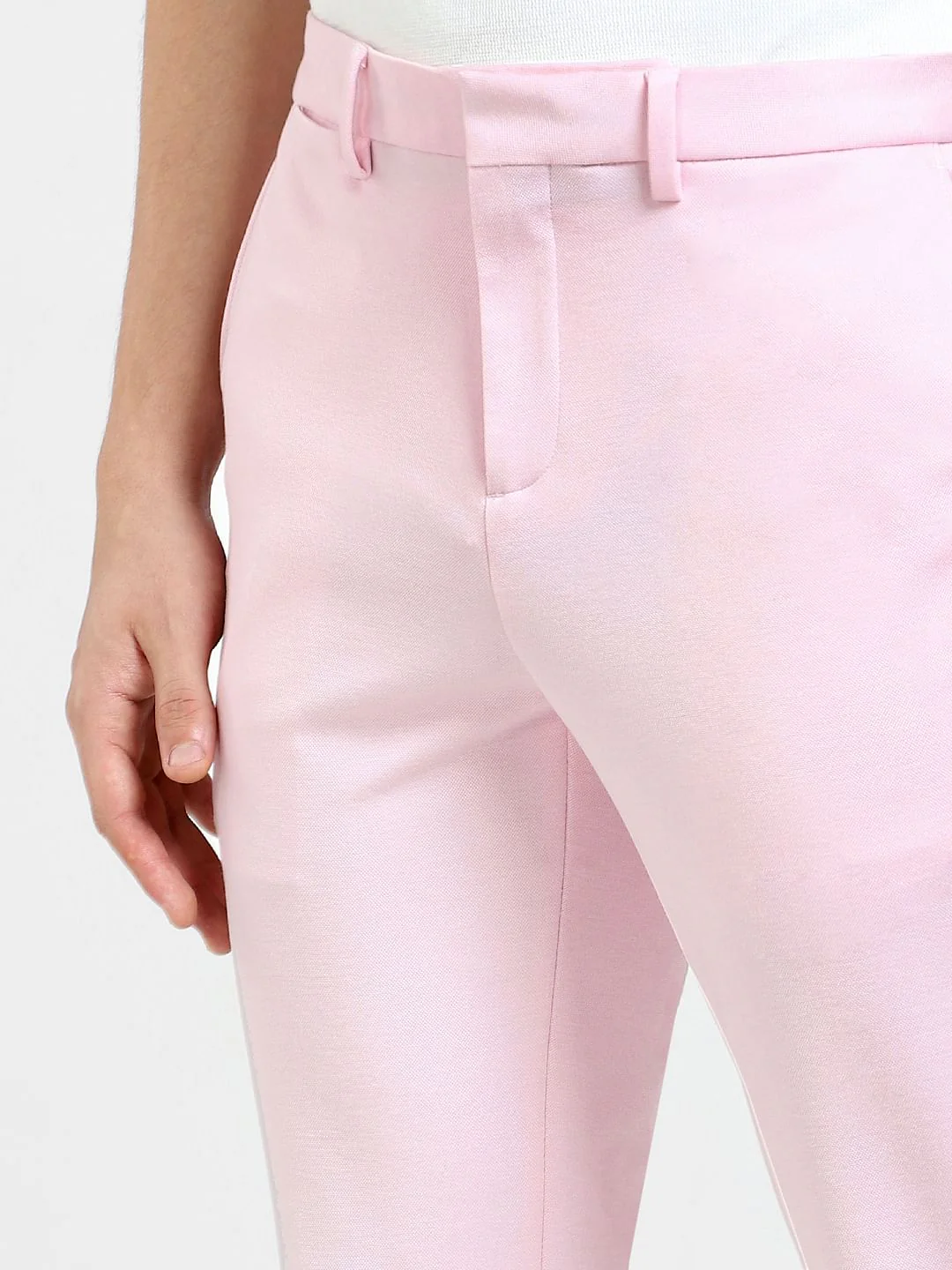 Pink Mid Rise Slim Fit Trousers - Image 5