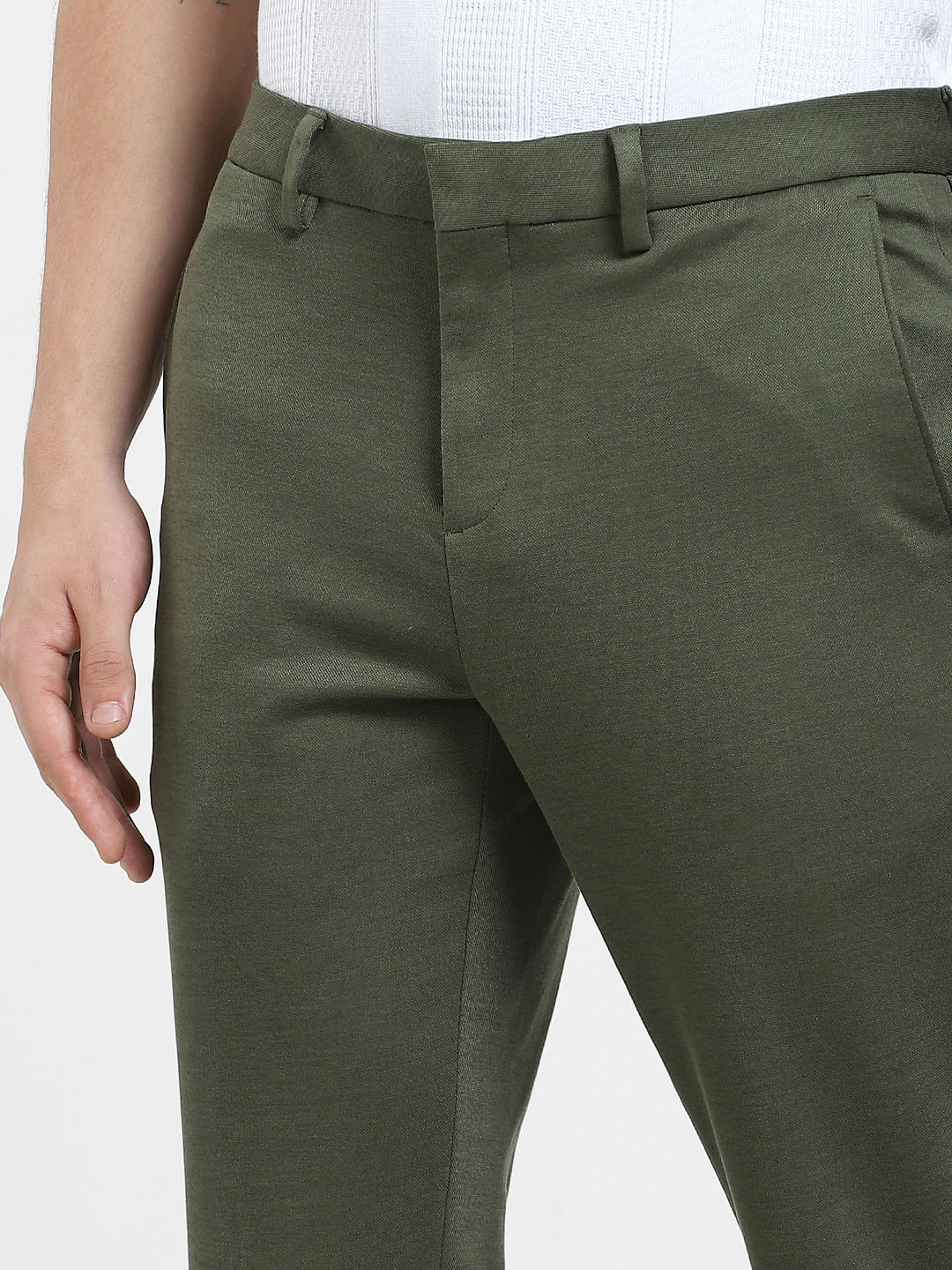 Green Mid Rise Slim Fit Trousers - Image 5