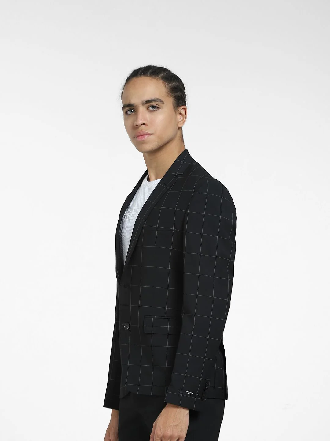 Black Check Print Blazer - Image 3