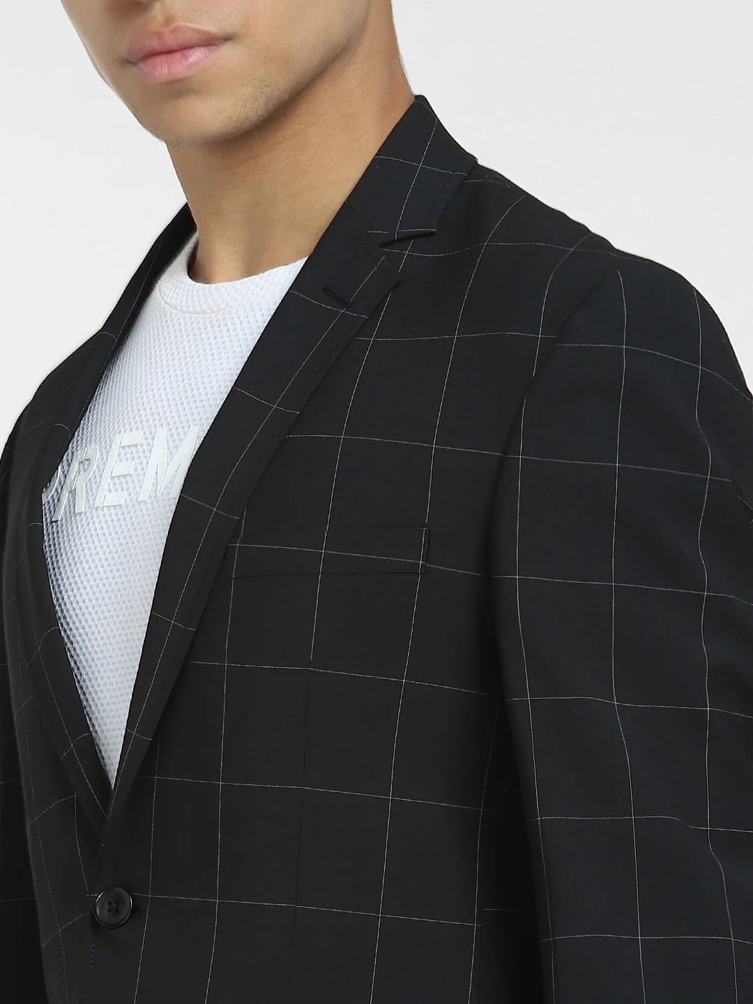 Black Check Print Blazer - Image 5