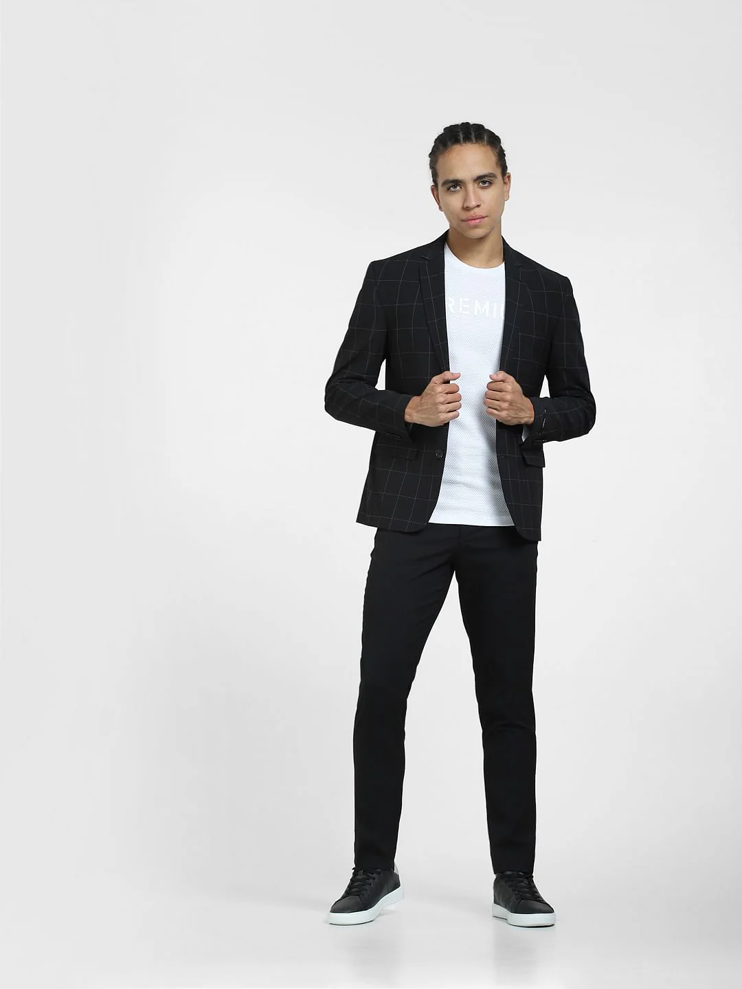 Black Check Print Blazer - Image 6