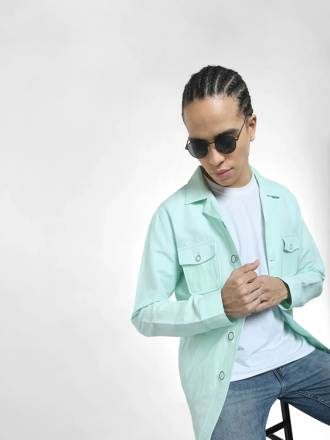 Green Linen Slim Fit Blazer