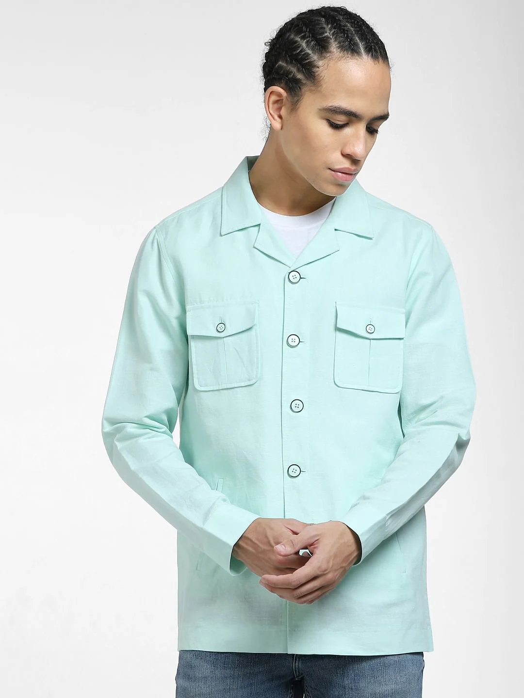 Green Linen Slim Fit Blazer - Image 2