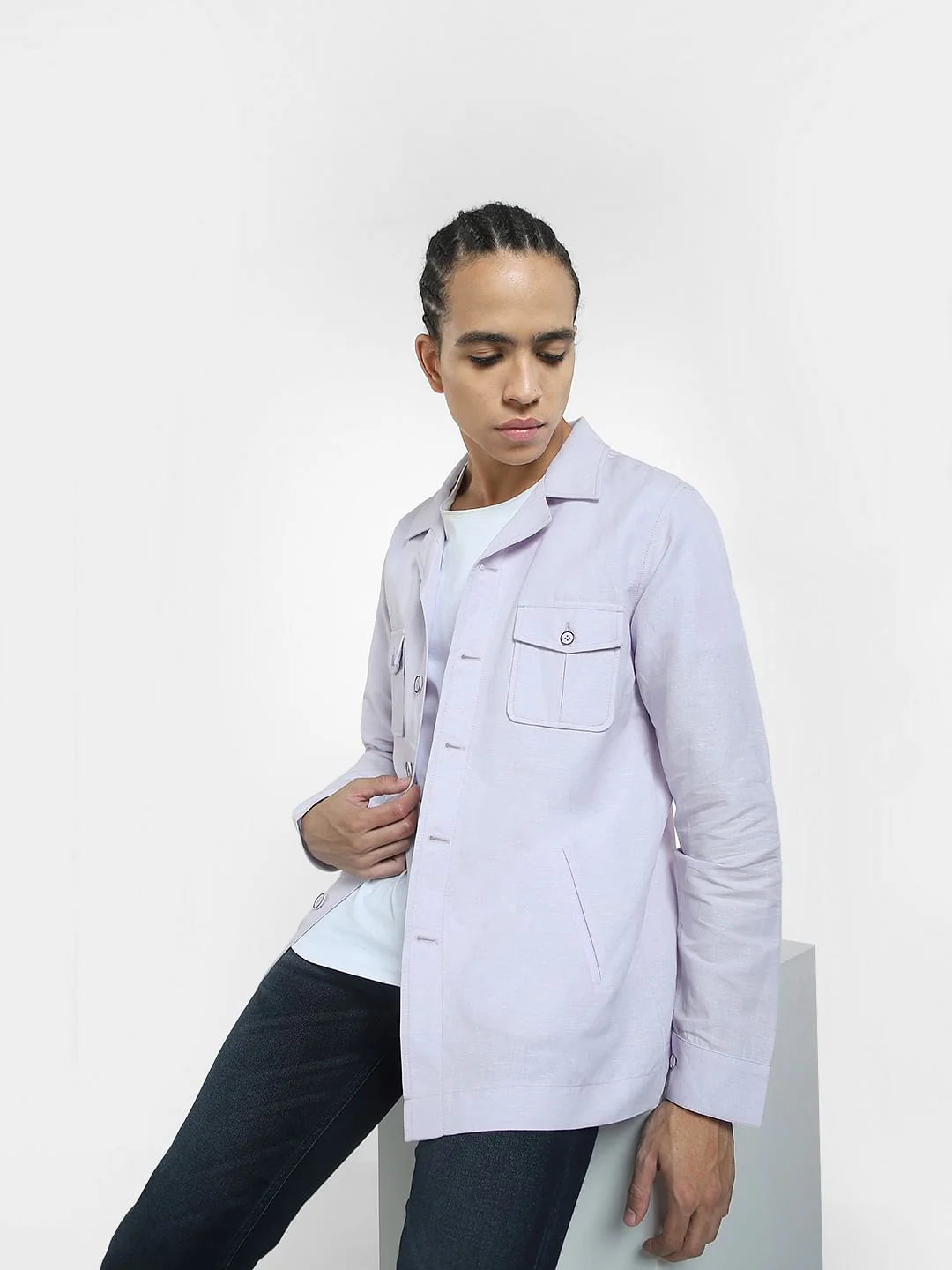Lilac Linen Slim Fit Blazer