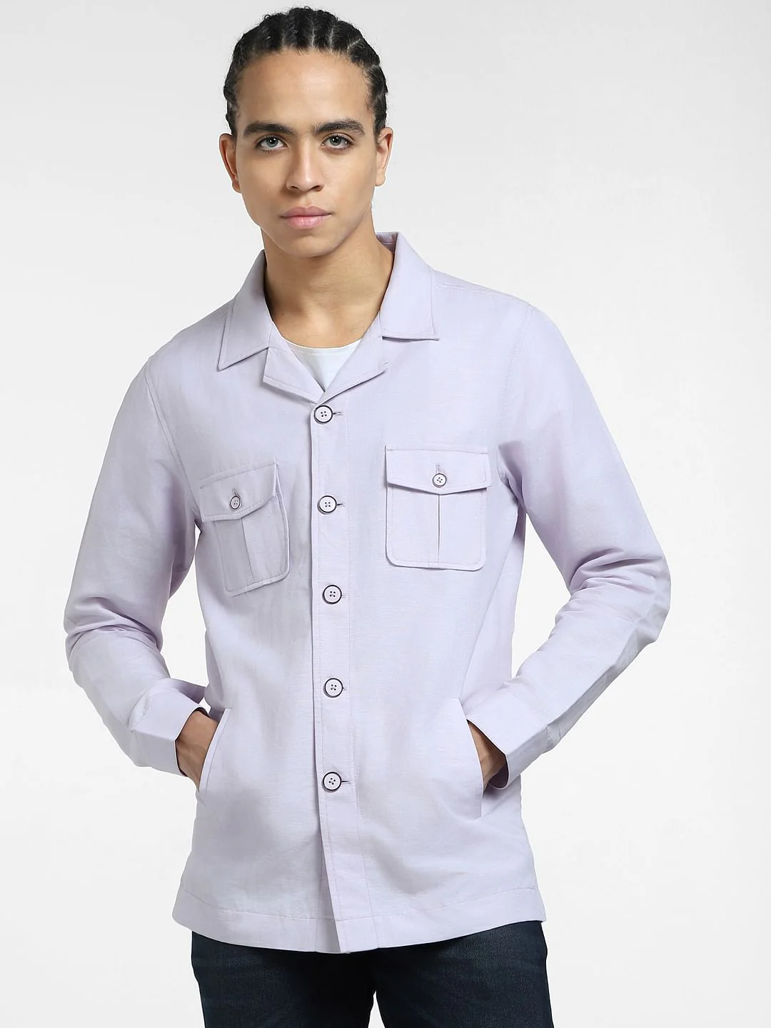 Lilac Linen Slim Fit Blazer - Image 2