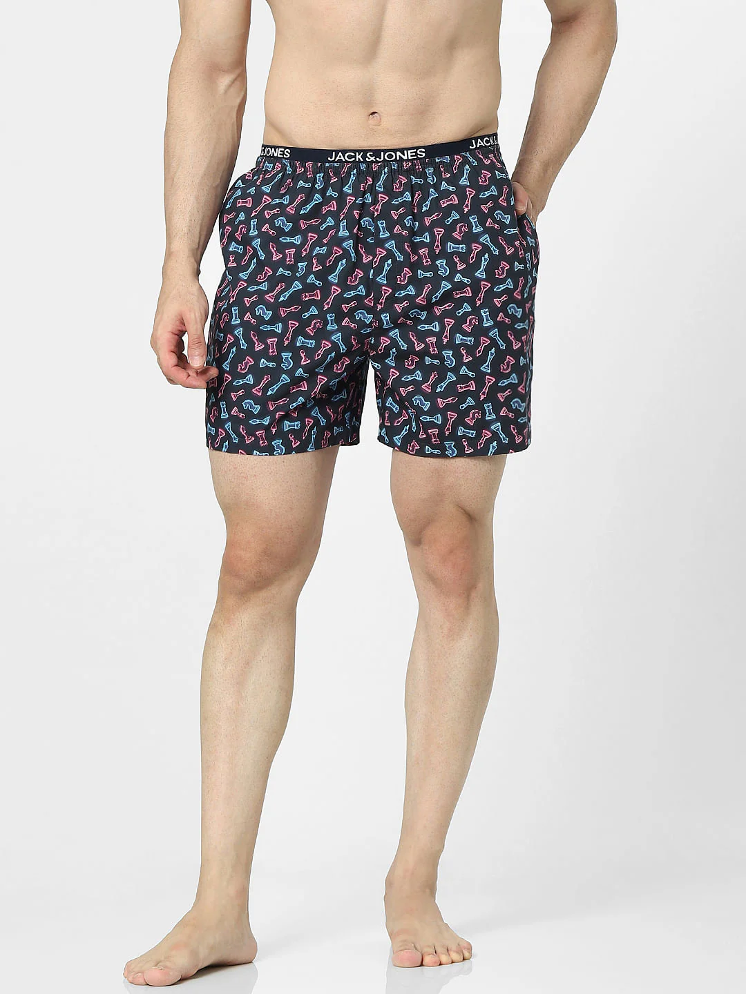 Navy Blue Graphic Print Boxers