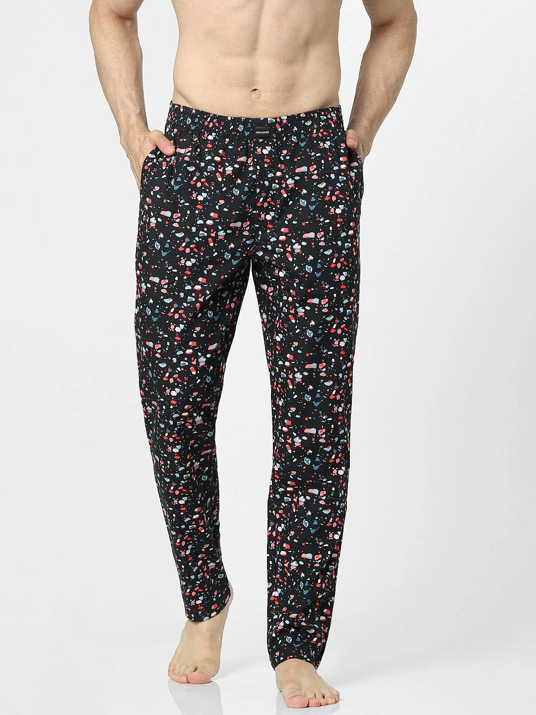 Black Mid Rise Printed Pyjamas