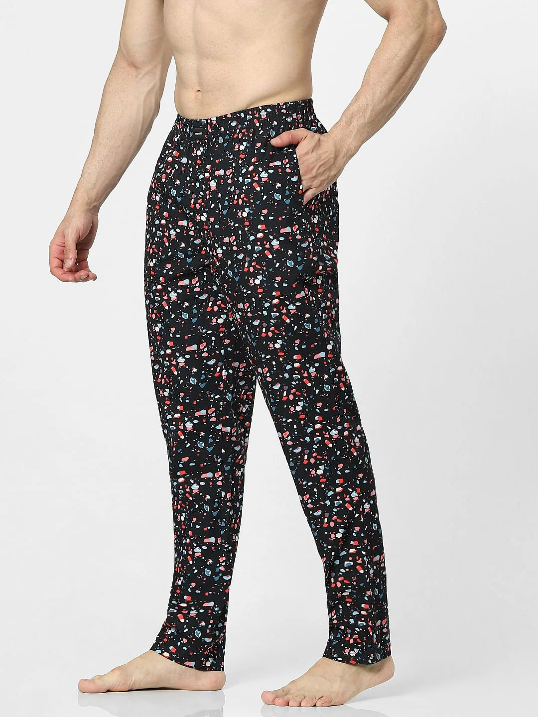 Black Mid Rise All Over Print Pyjamas - Image 2