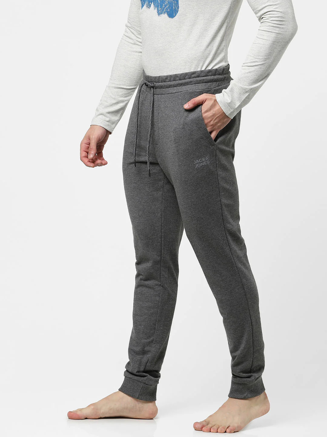 Grey Mid Rise Jogger Trackpants - Image 3