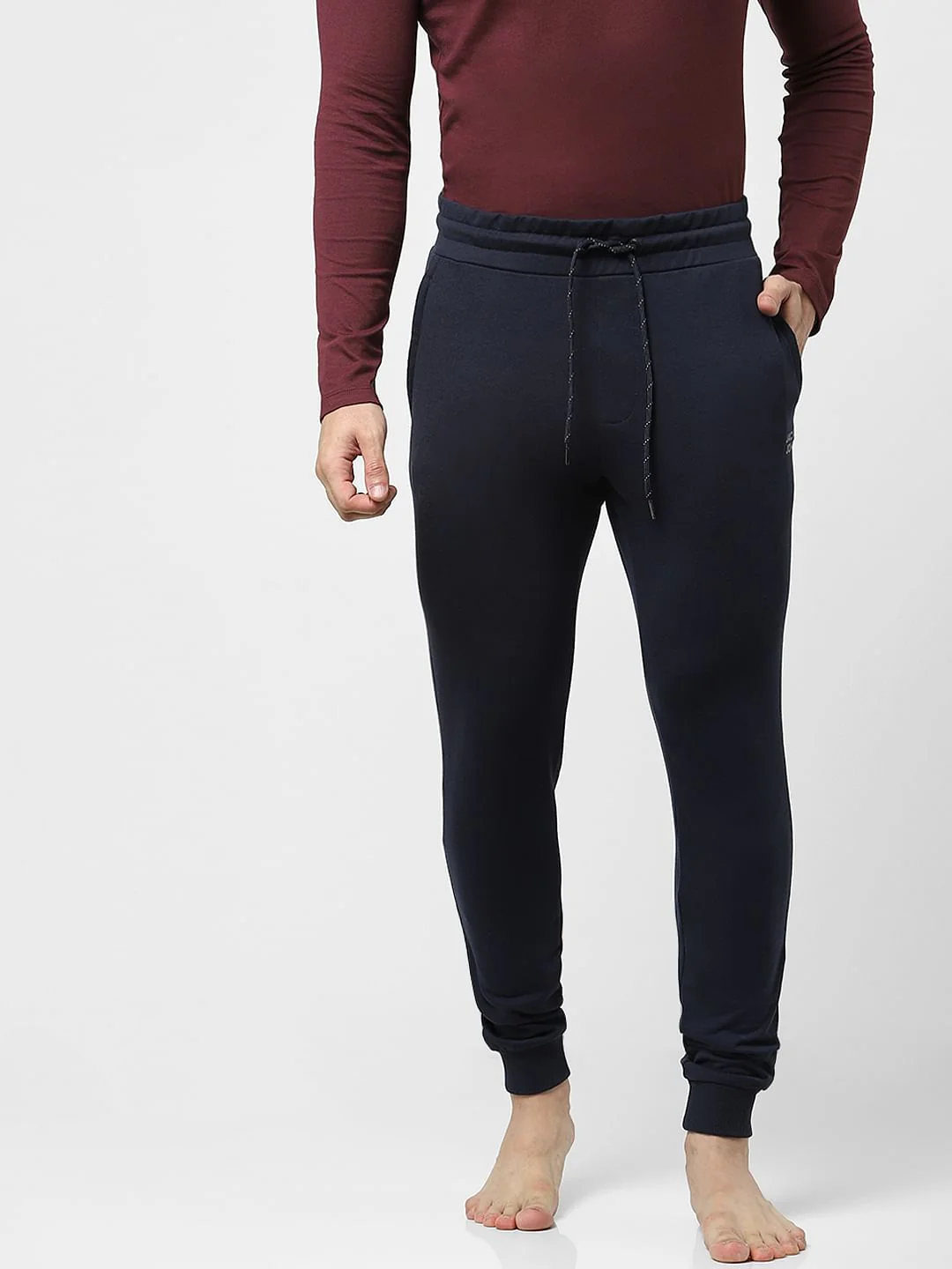 Navy Blue Mid Rise Jogger Trackpants - Image 2