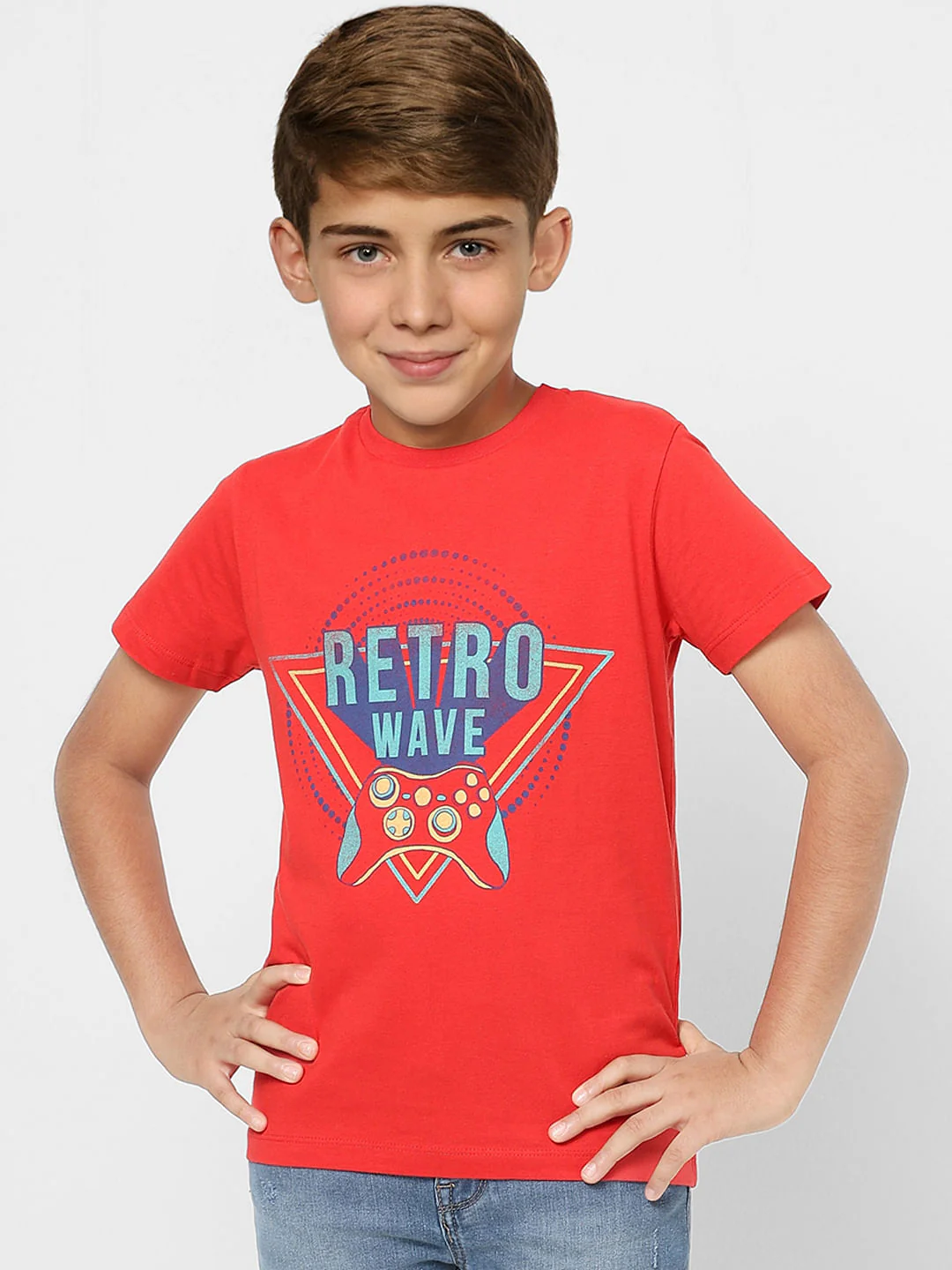 Boys Red Graphic Print Crew Neck T-shirt - Image 2