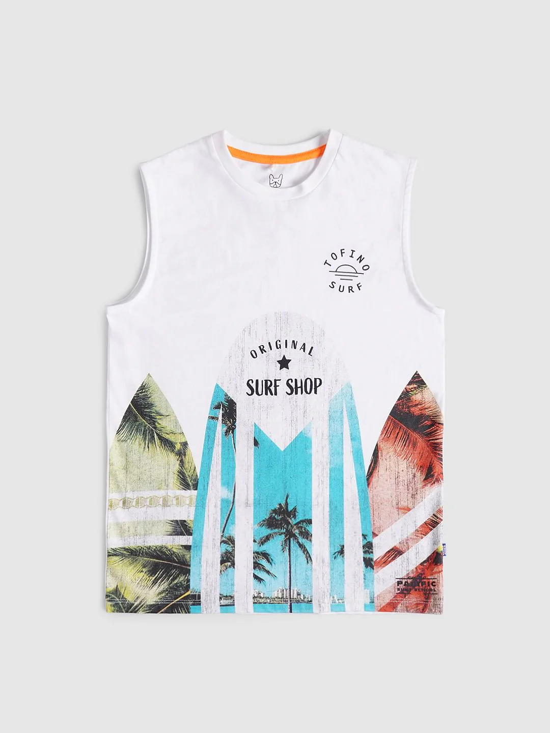 Boys White Sleeveless T-shirt