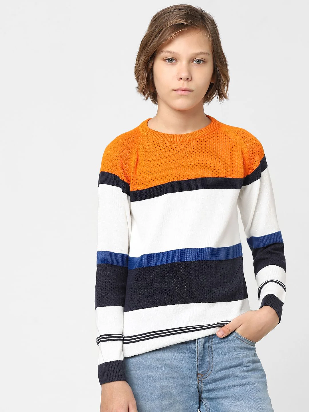 BOYS Multi Coloured Mesh Detail Pullover - Image 2
