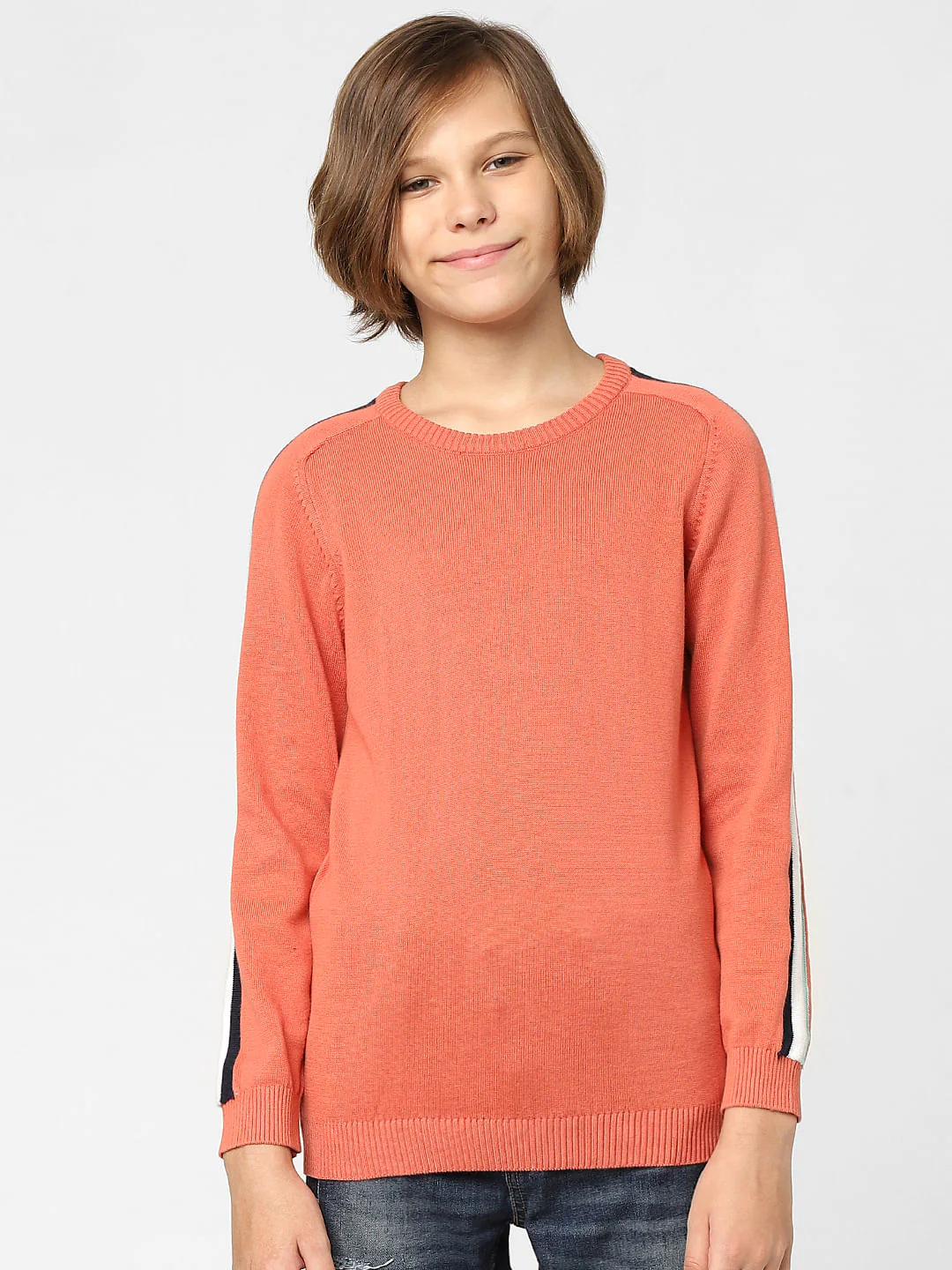 BOYS Orange Tape Detail Pullover - Image 2