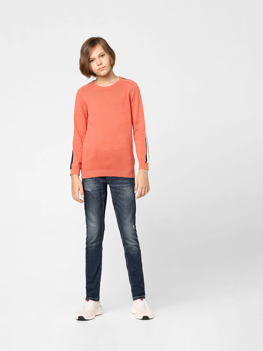 BOYS Orange Tape Detail Pullover - Image 6