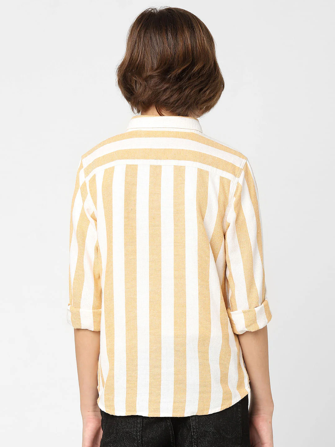 BOYS Orange Striped Full Sleeves Shirt - Image 4