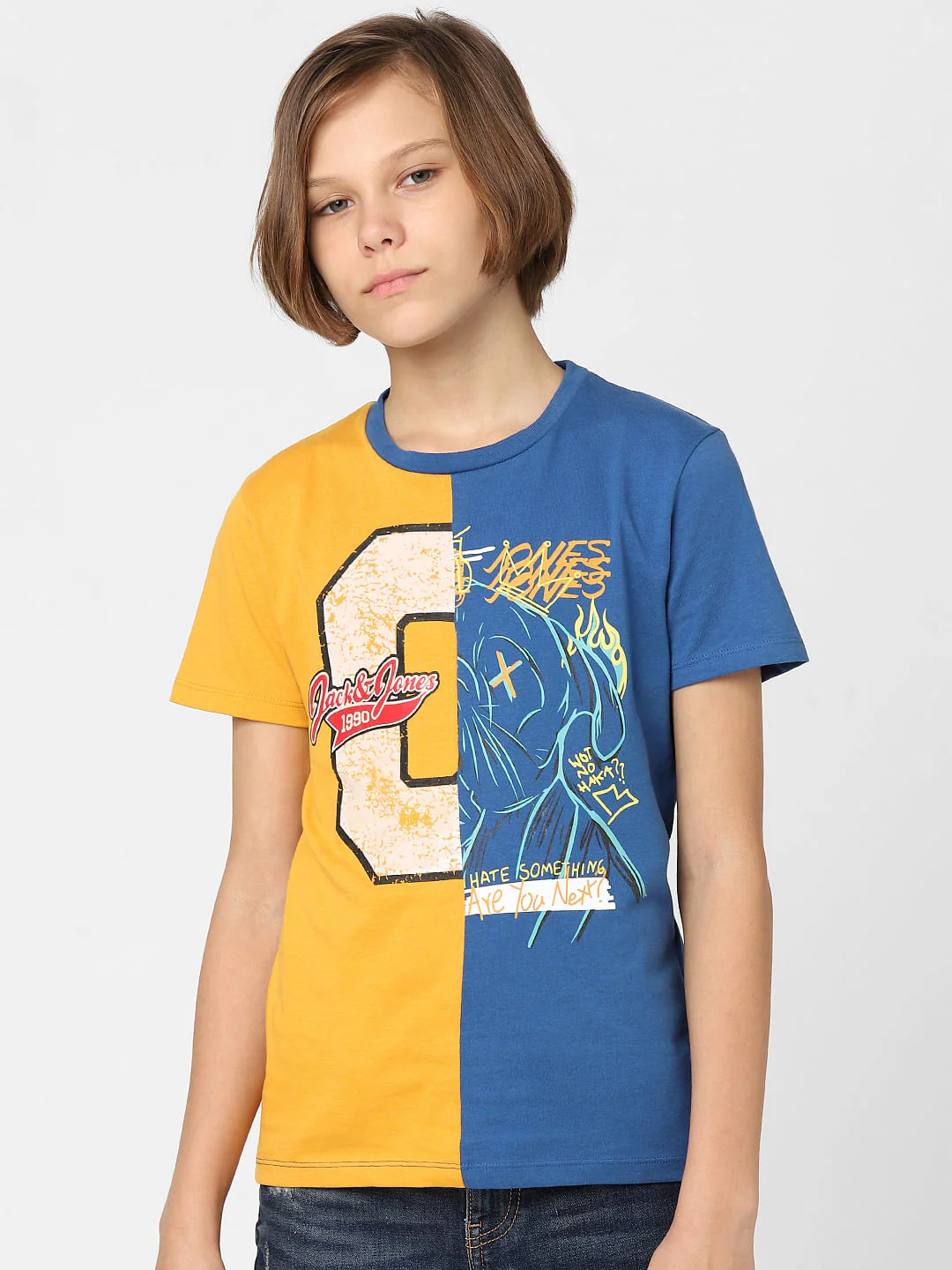 BOYS Yellow & Blue Graphic print T-shirt - Image 2
