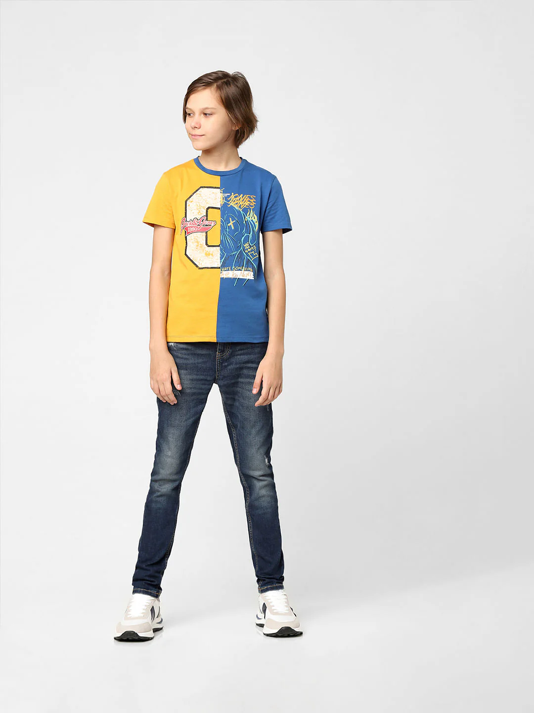 BOYS Yellow & Blue Graphic print T-shirt - Image 6