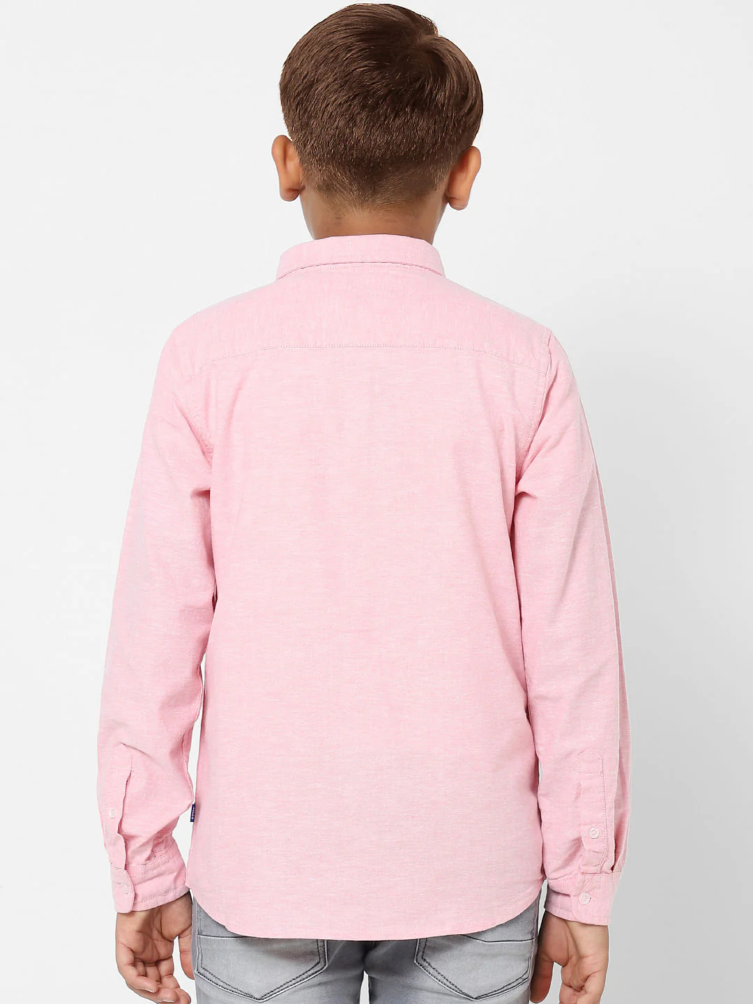 BOYS Pink Solid Full Sleeves Shirt - Image 4