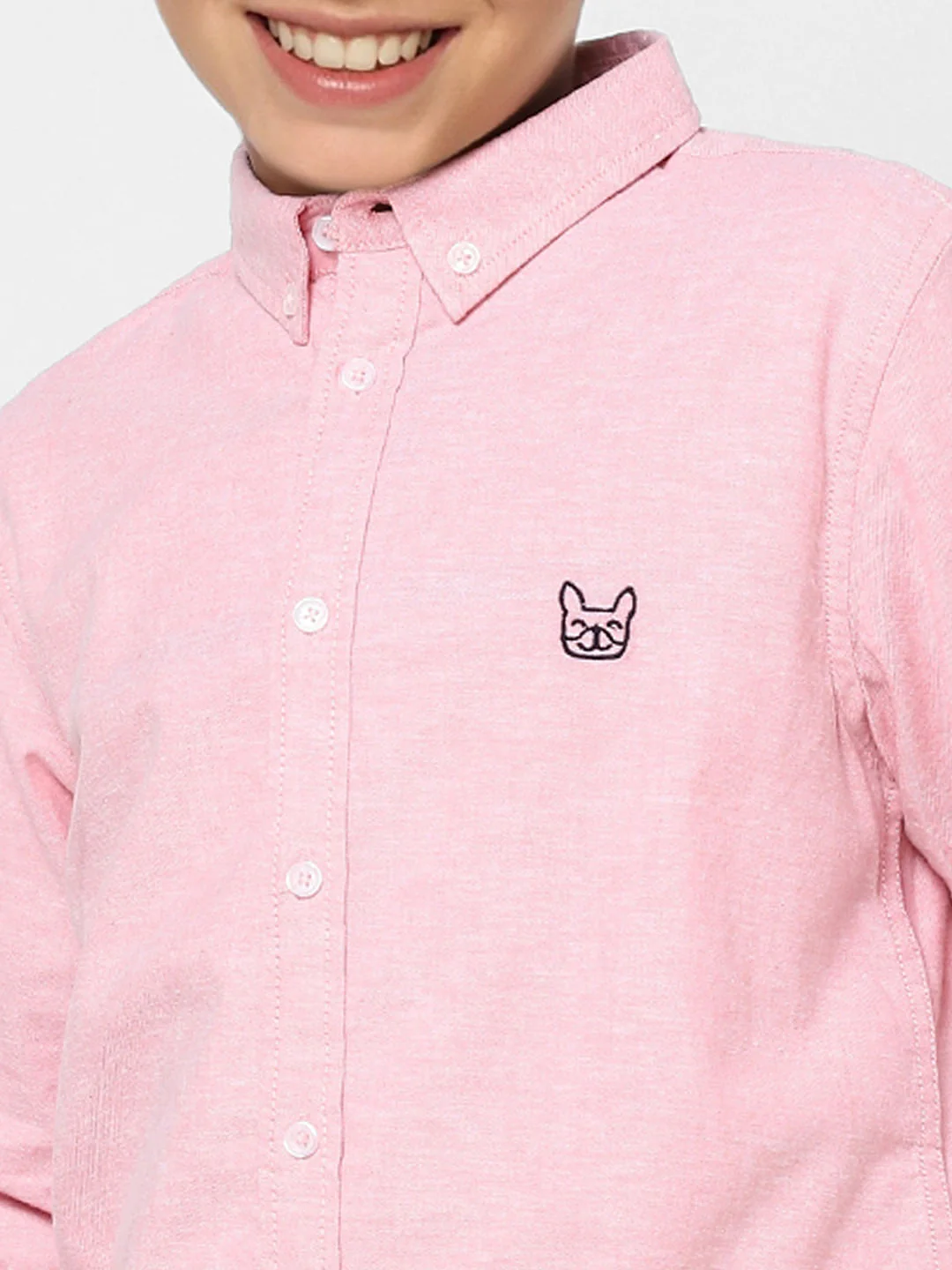 BOYS Pink Solid Full Sleeves Shirt - Image 5