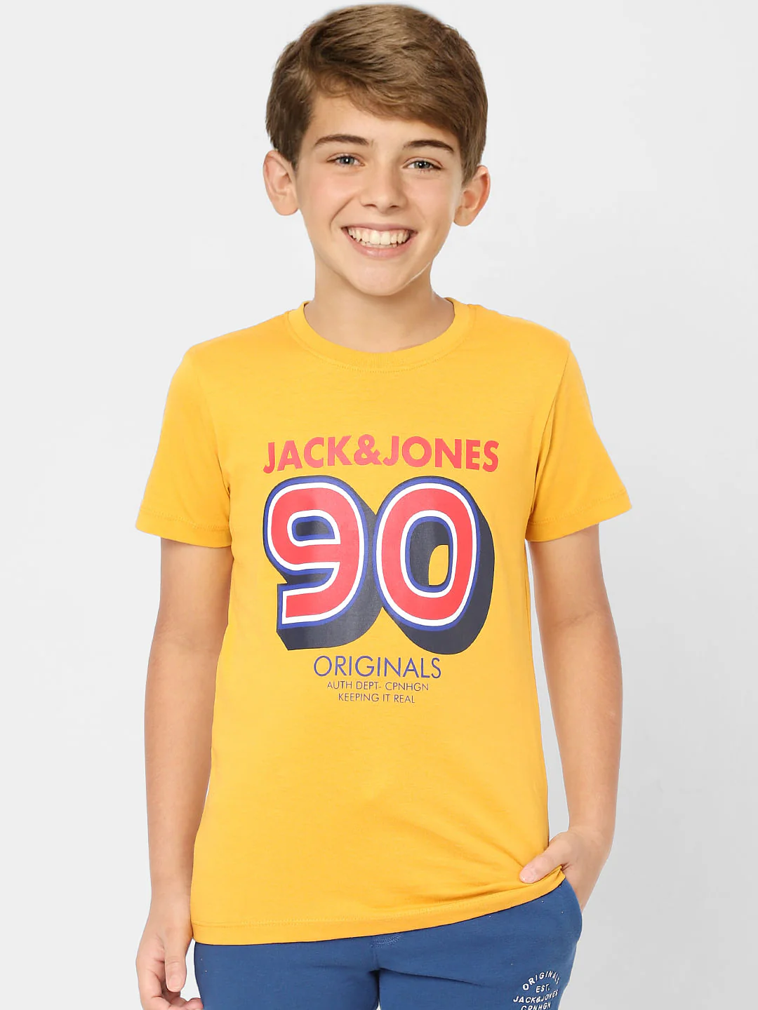 Boys Yellow Logo Print Crew Neck T-shirt - Image 2