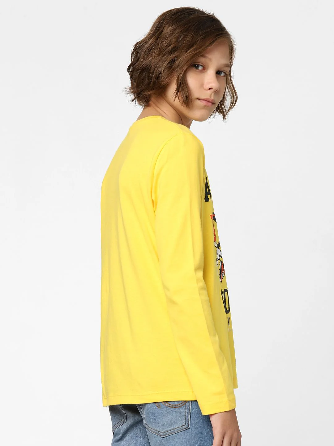 BOYS Yellow Football Graphic Print Crew Neck T-shirt - Image 4