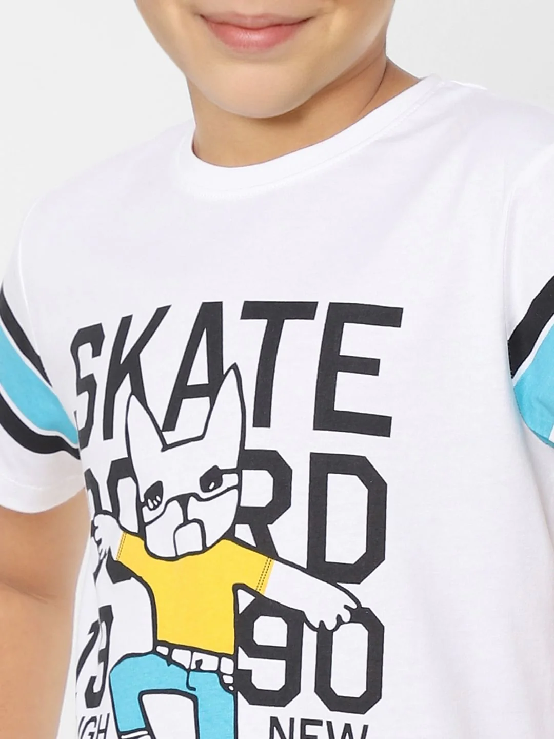 Boys White Graphic Print Crew Neck T-shirt - Image 5
