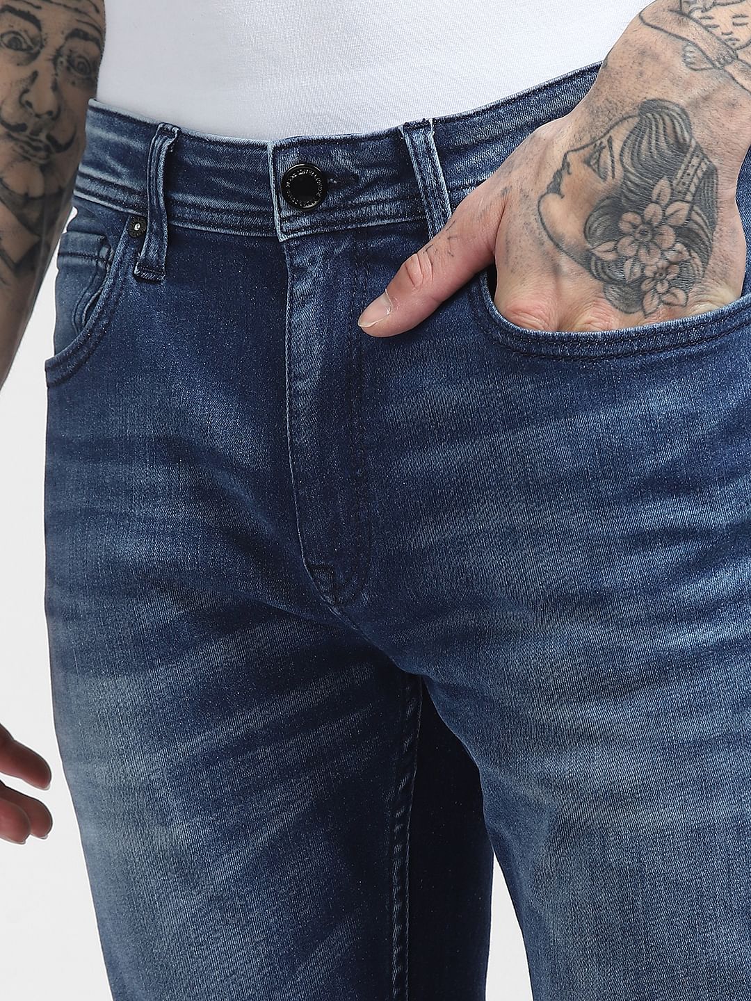 Dark Blue Low Rise Liam Skinny Jeans - Image 5
