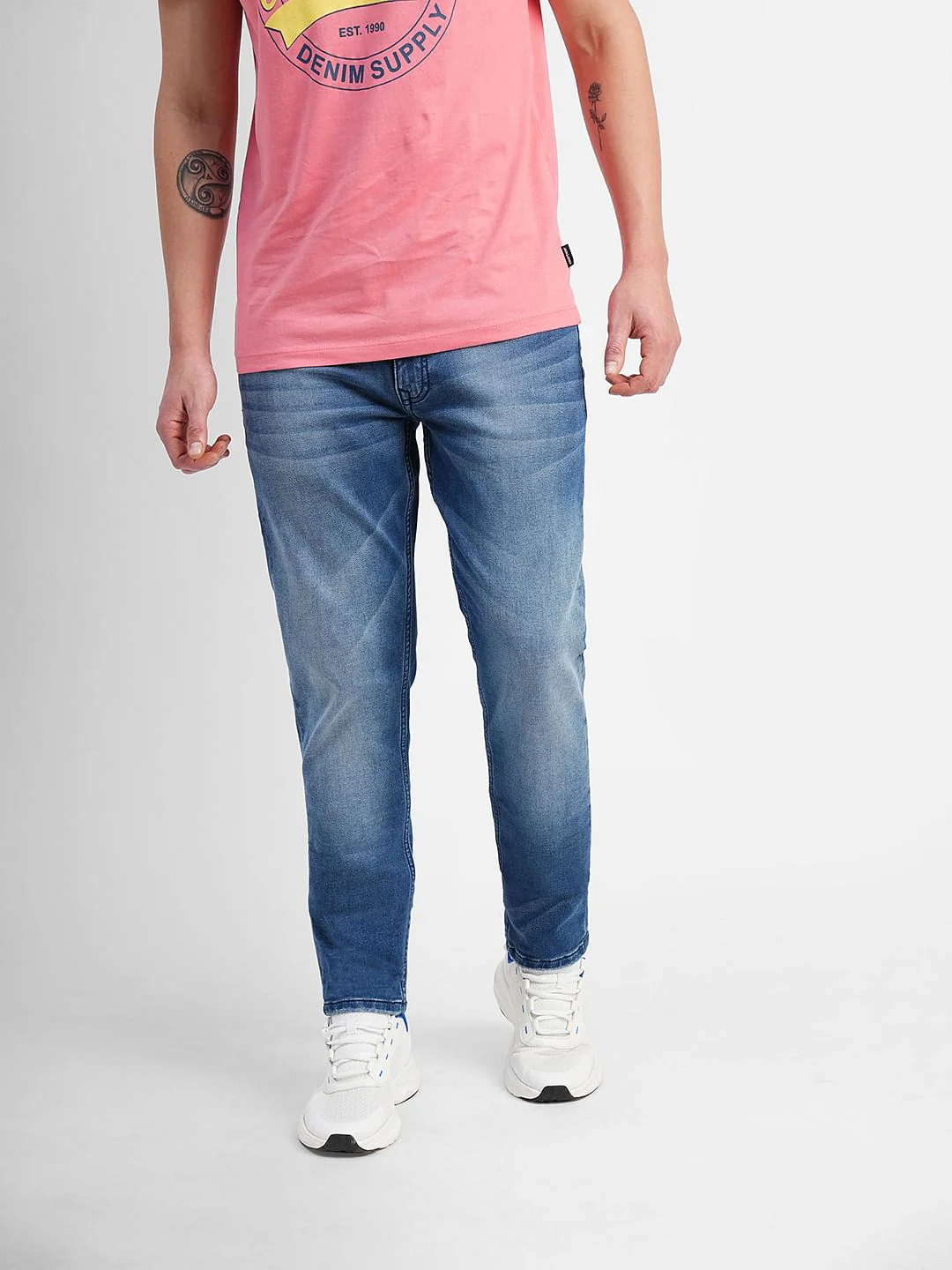 Blue Low Rise Washed Ben Skinny Fit Jeans - Image 2
