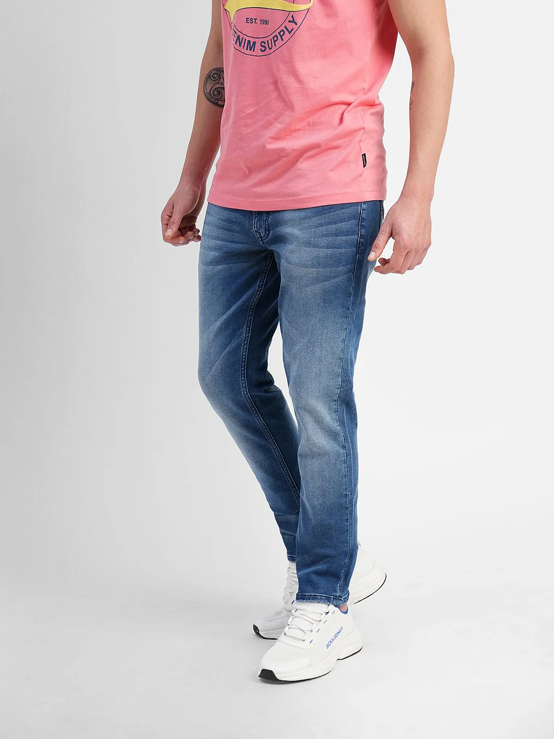 Blue Low Rise Washed Ben Skinny Fit Jeans - Image 3