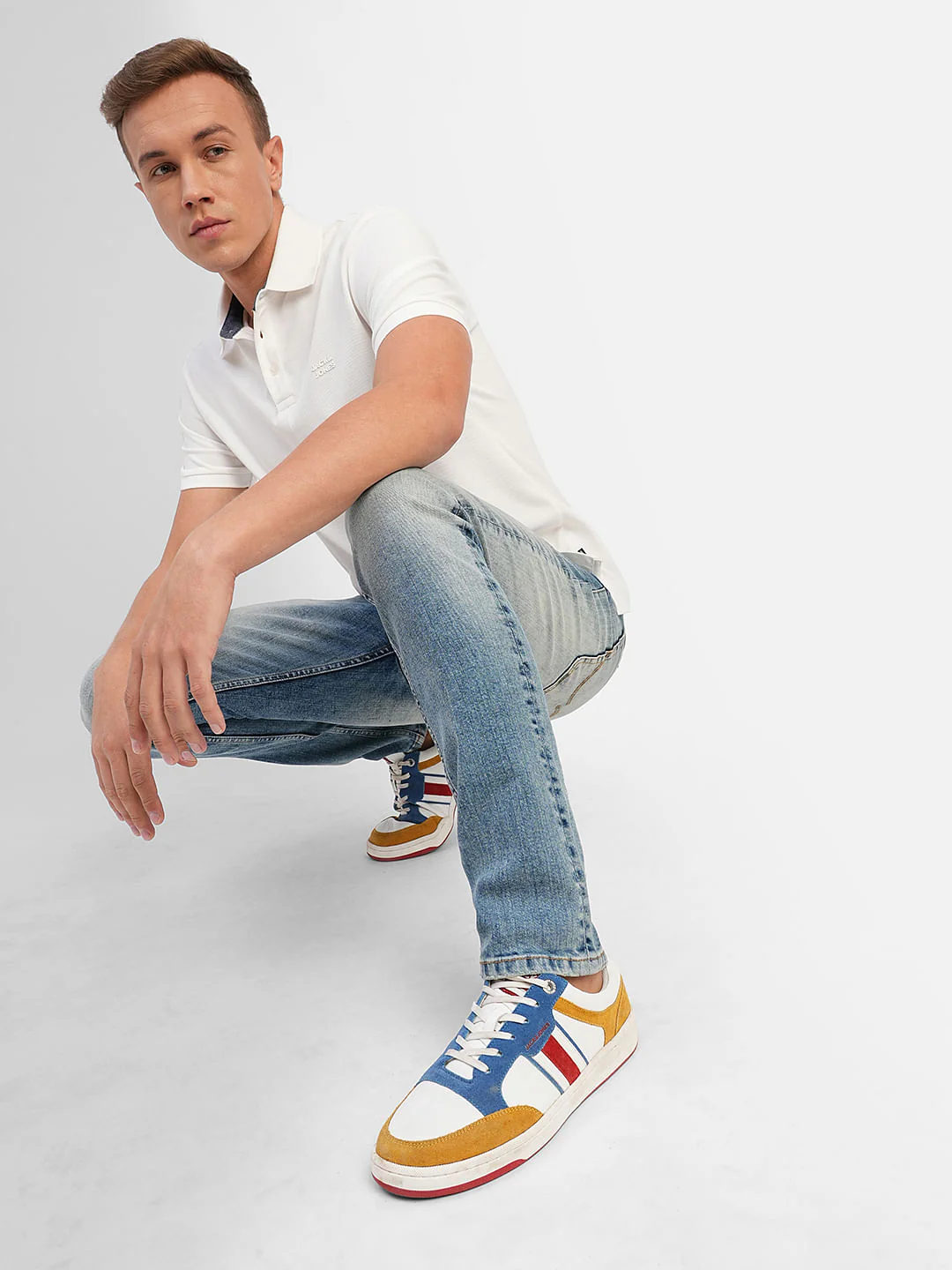 Blue Low Rise Distressed Glenn Slim Jeans