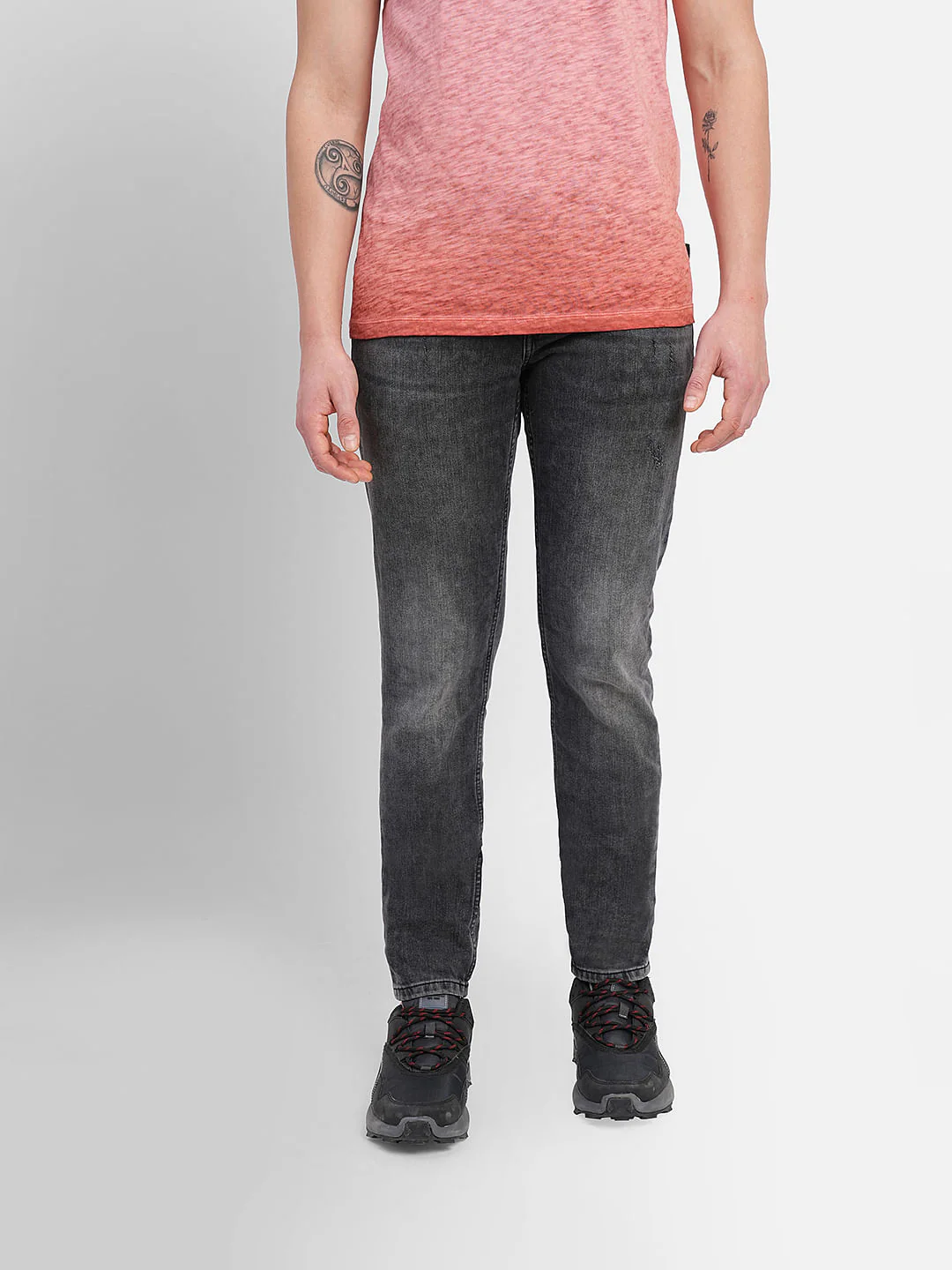 Black Low Rise Washed Glenn Slim Jeans - Image 2