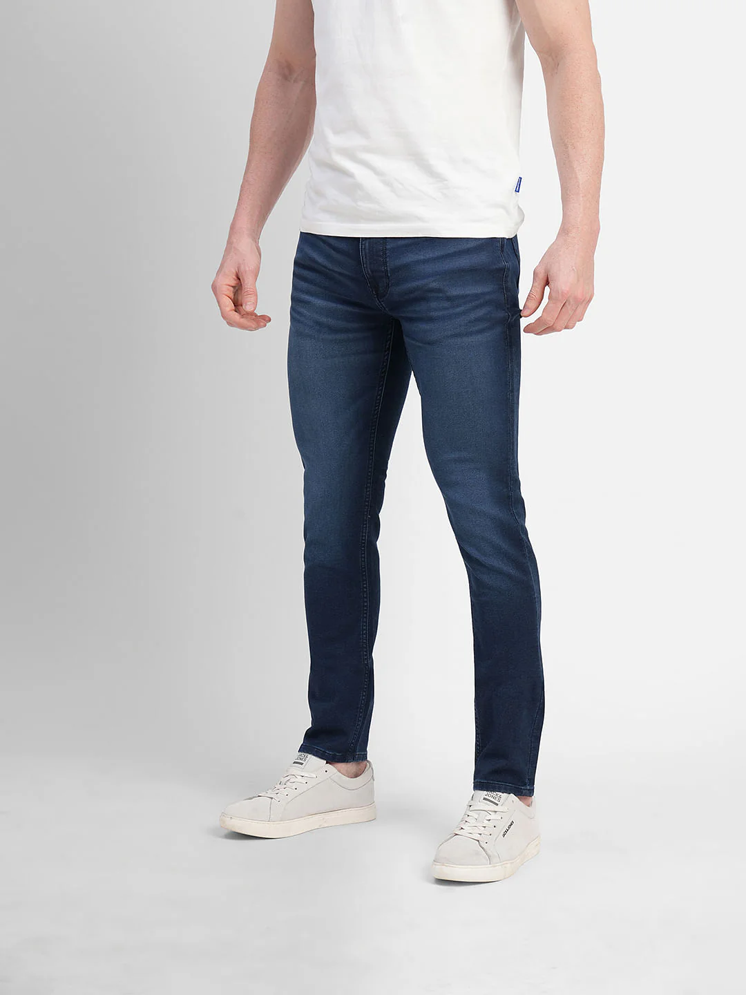 Dark Blue Low Rise Indigo Knit Skinny Fit Jeans - Image 3
