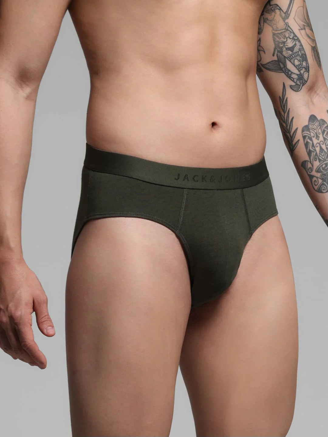Dark Green Cotton Modal Briefs - Image 2